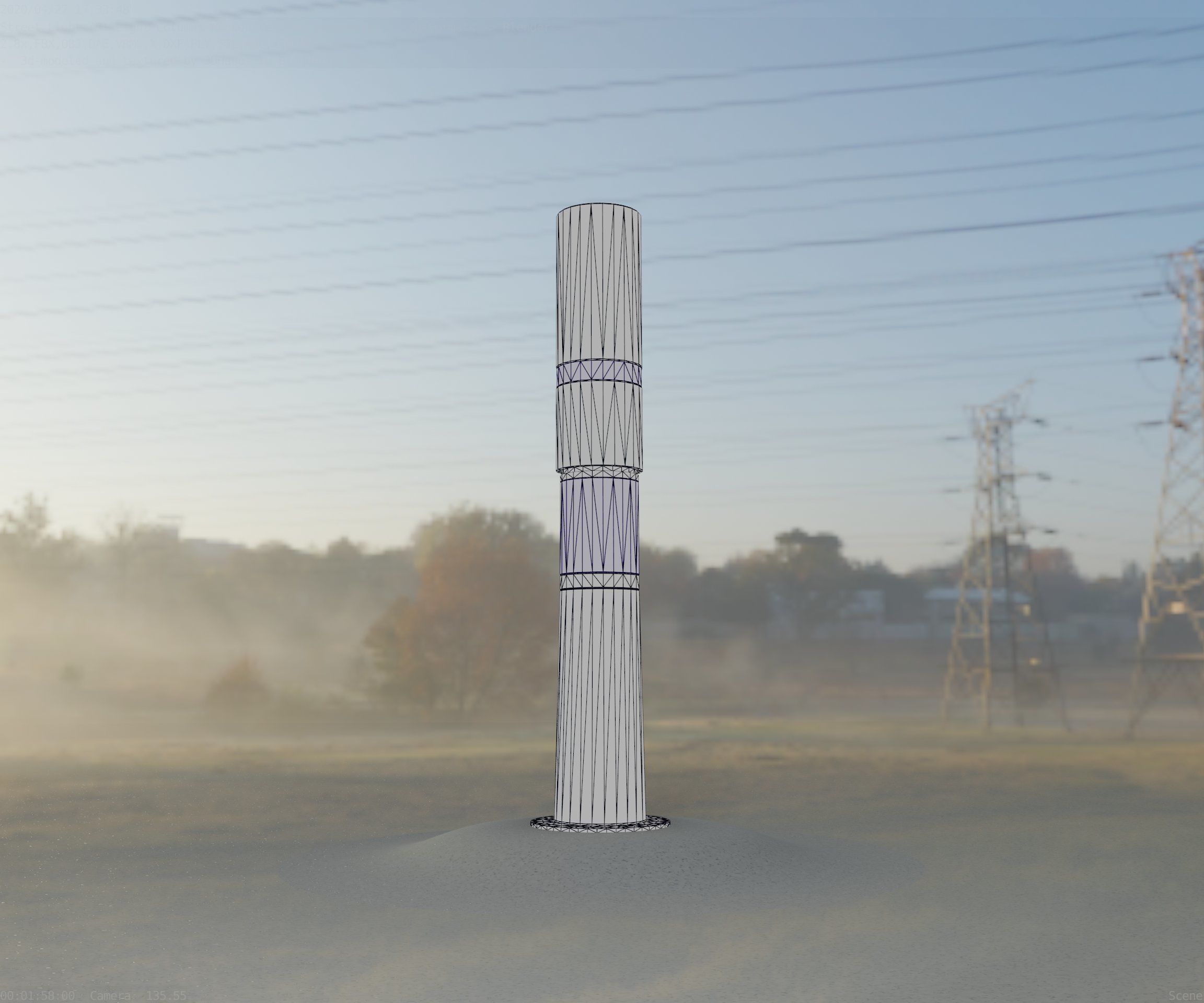 Light Column made of wood 29 - Low-Poly Street-Light Set-9 Low-poly 3D model_32