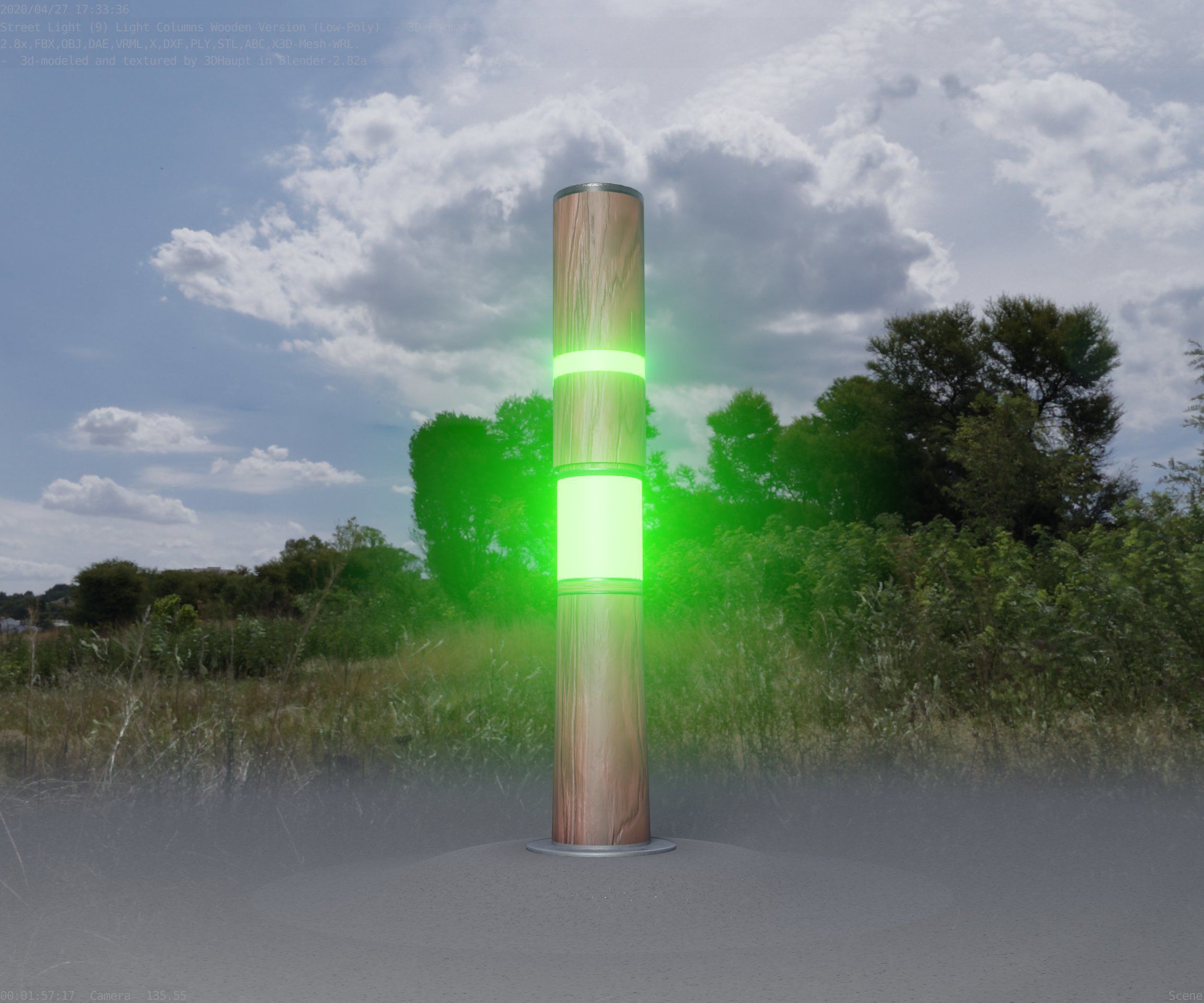 Light Column made of wood 29 - Low-Poly Street-Light Set-9 Low-poly 3D model_8