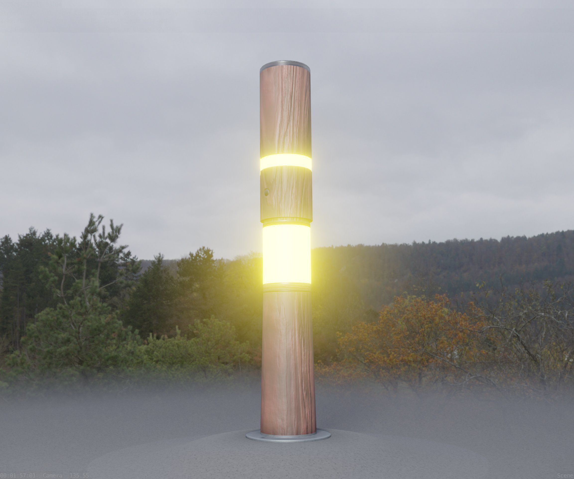 Light Column made of wood 29 - Low-Poly Street-Light Set-9 Low-poly 3D model_22