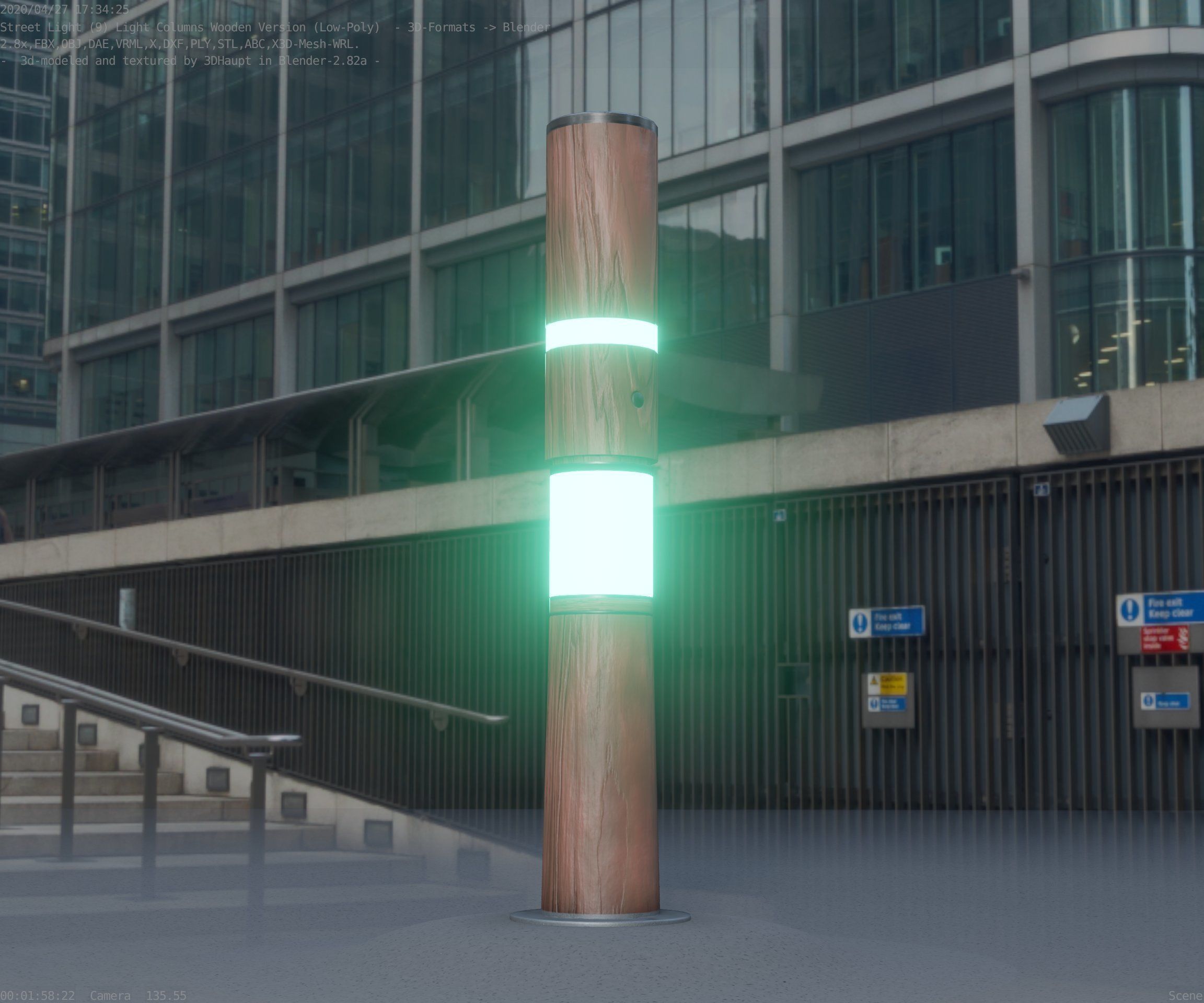 Light Column made of wood 29 - Low-Poly Street-Light Set-9 Low-poly 3D model_54