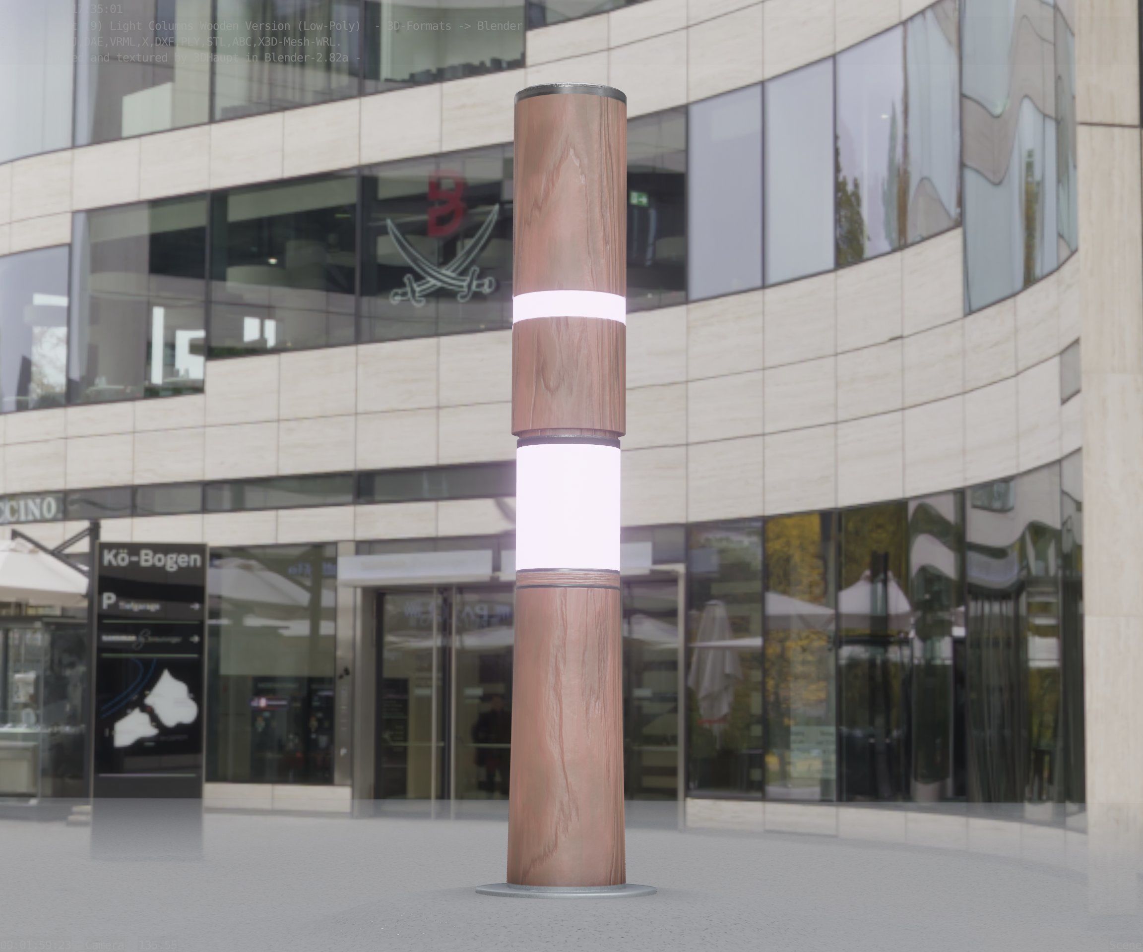 Light Column made of wood 29 - Low-Poly Street-Light Set-9 Low-poly 3D model_79