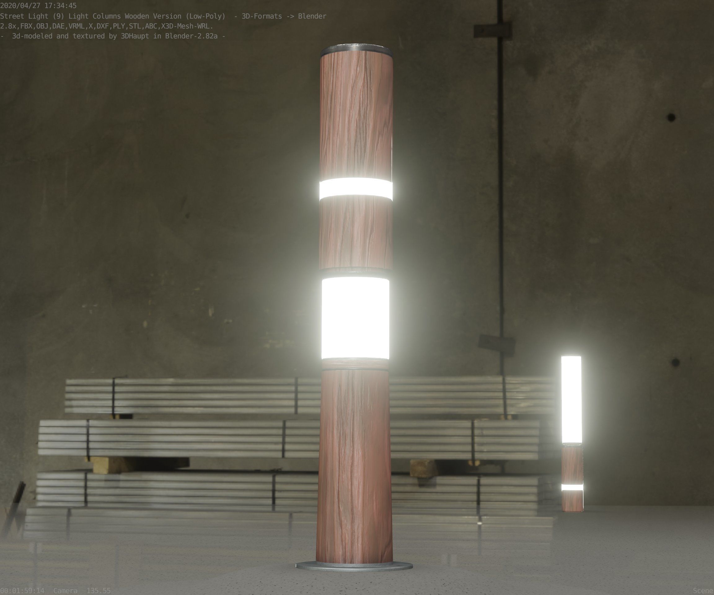 Light Column made of wood 29 - Low-Poly Street-Light Set-9 Low-poly 3D model_70