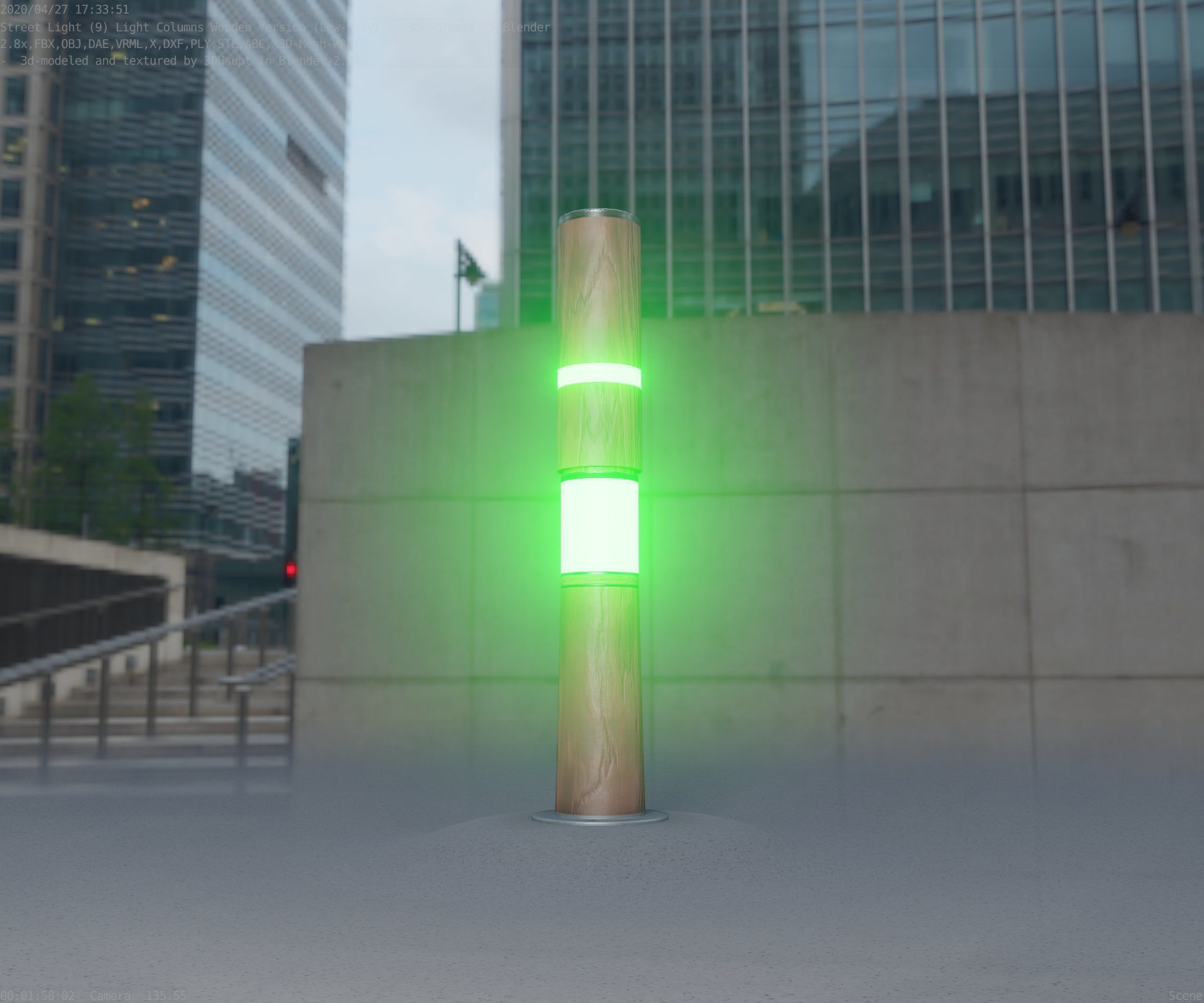 Light Column made of wood 29 - Low-Poly Street-Light Set-9 Low-poly 3D model_34