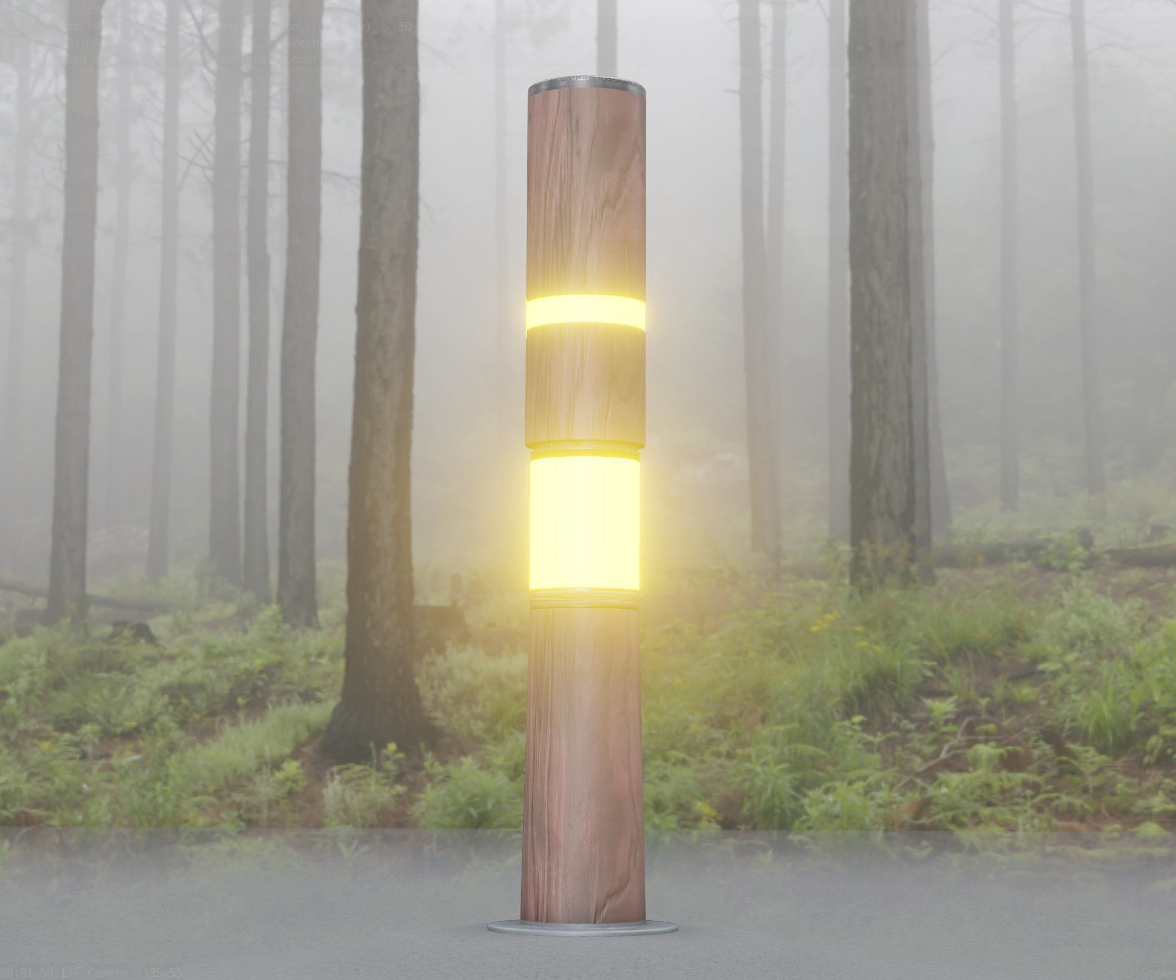 Light Column made of wood 29 - Low-Poly Street-Light Set-9 Low-poly 3D model_73