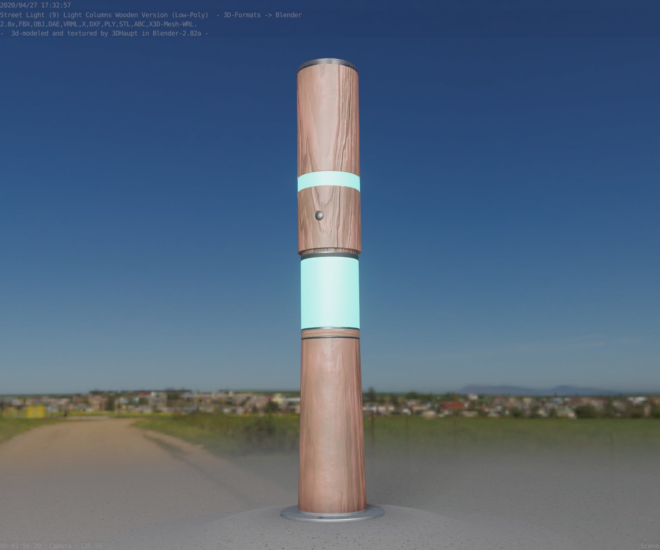Light Column made of wood 29 - Low-Poly Street-Light Set-9 Low-poly 3D model_17