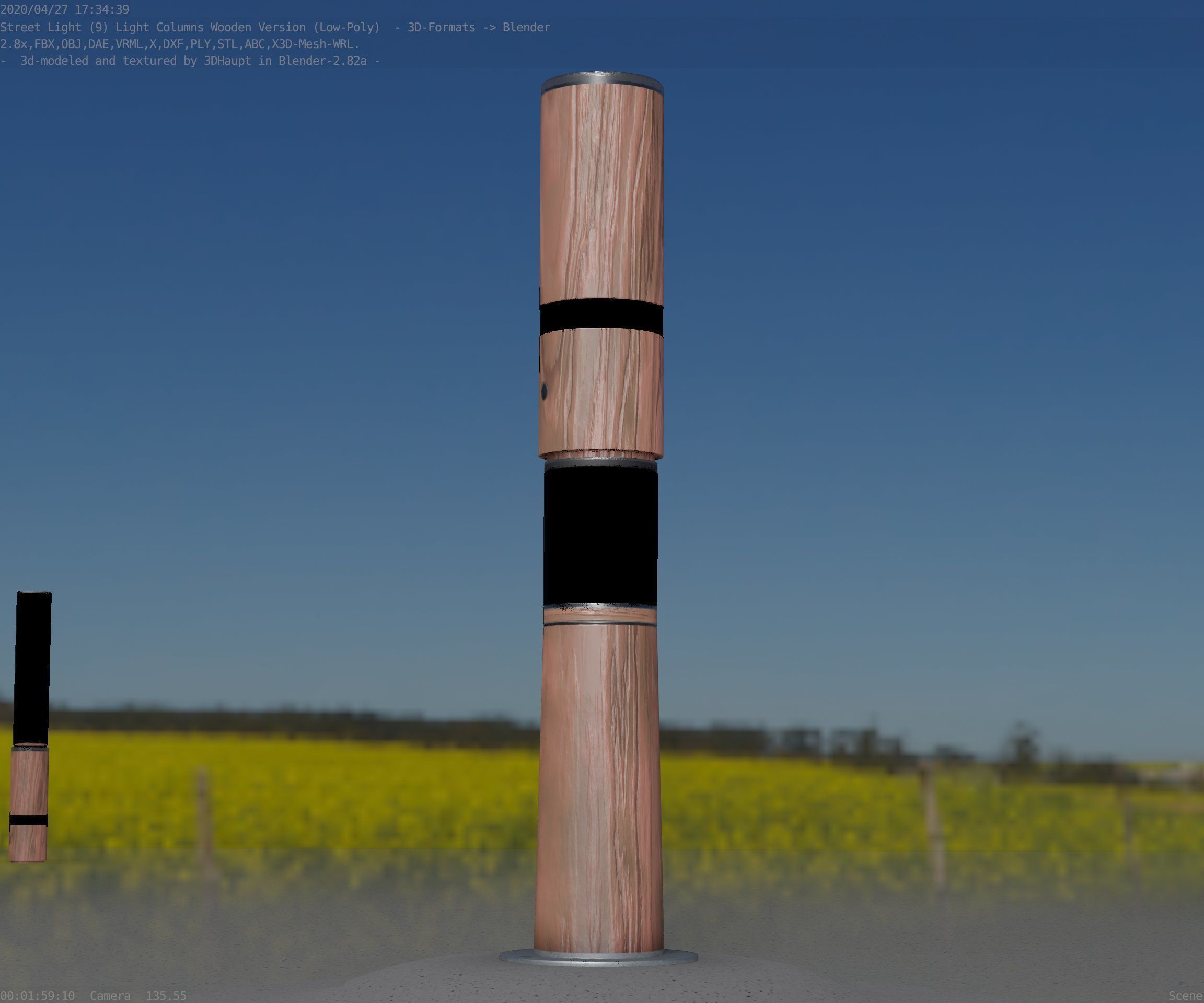 Light Column made of wood 29 - Low-Poly Street-Light Set-9 Low-poly 3D model_66
