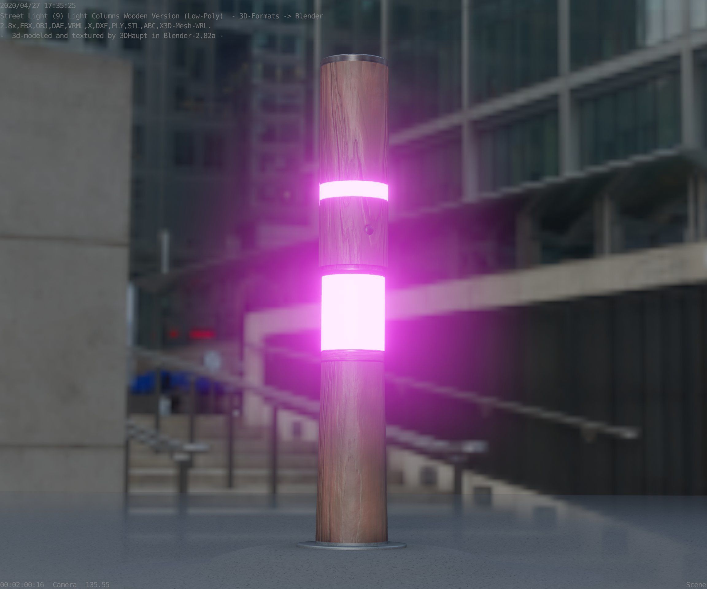 Light Column made of wood 29 - Low-Poly Street-Light Set-9 Low-poly 3D model_96