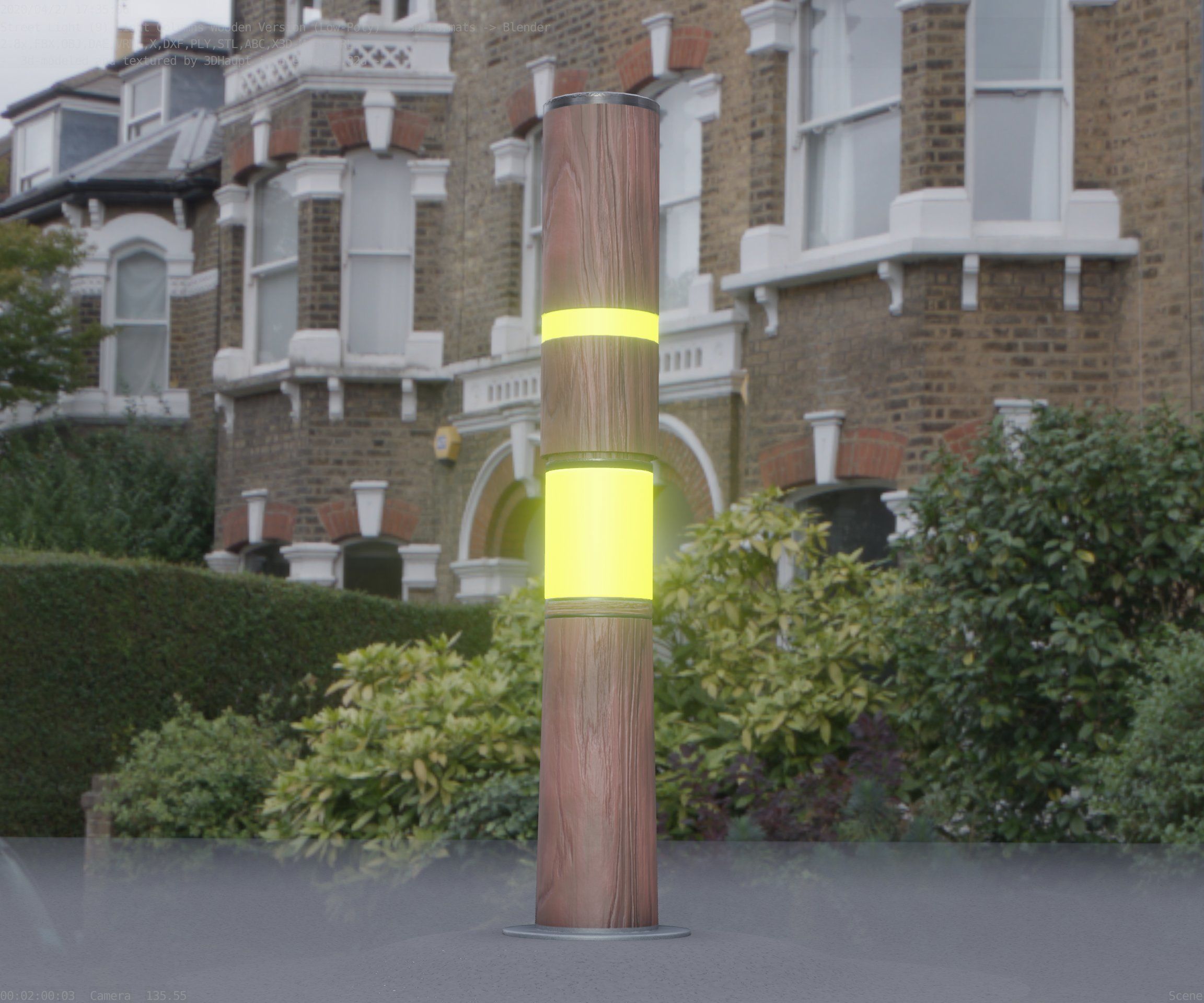 Light Column made of wood 29 - Low-Poly Street-Light Set-9 Low-poly 3D model_83