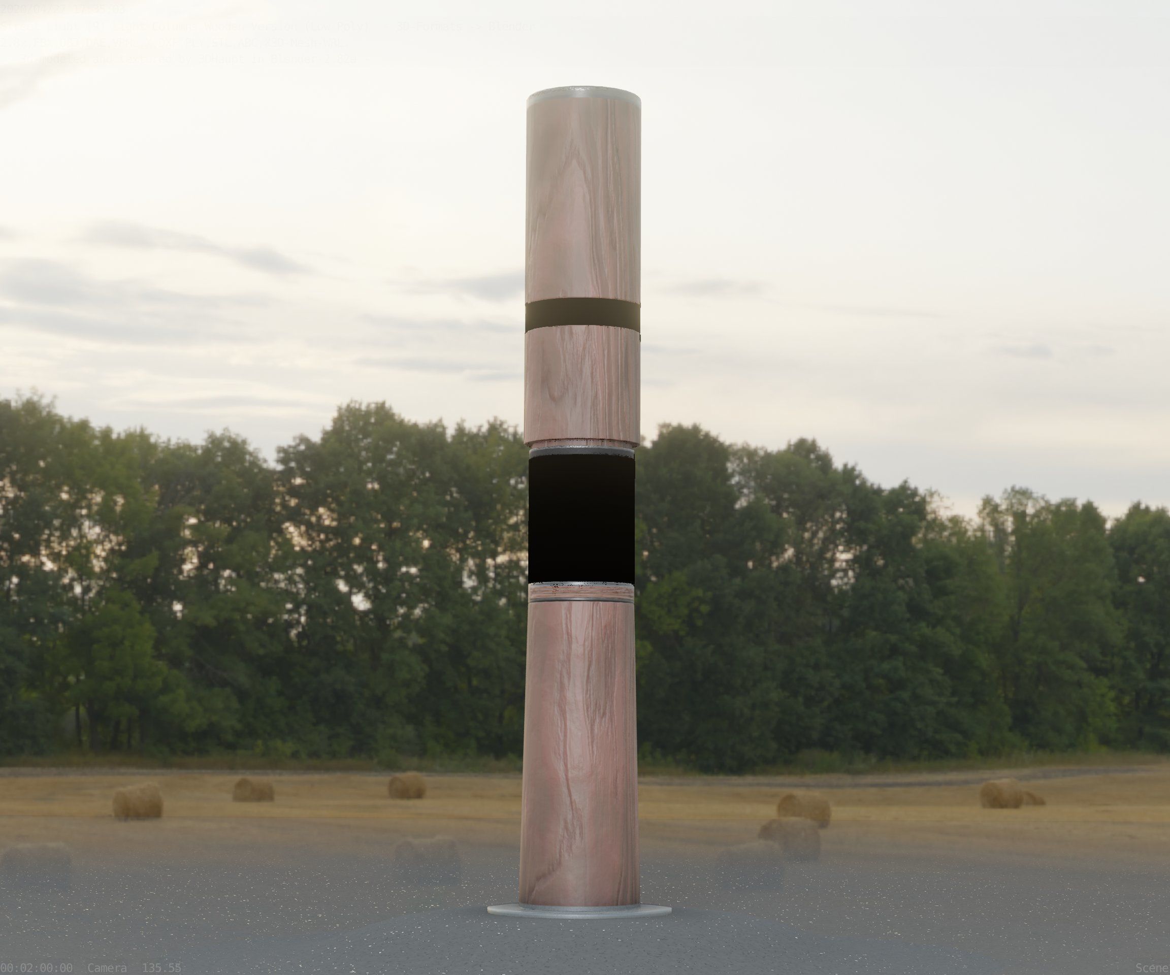 Light Column made of wood 29 - Low-Poly Street-Light Set-9 Low-poly 3D model_80