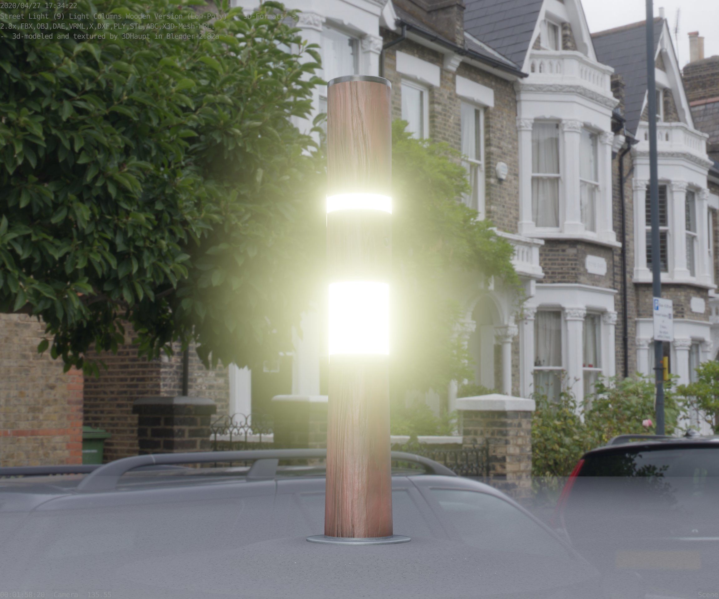 Light Column made of wood 29 - Low-Poly Street-Light Set-9 Low-poly 3D model_52
