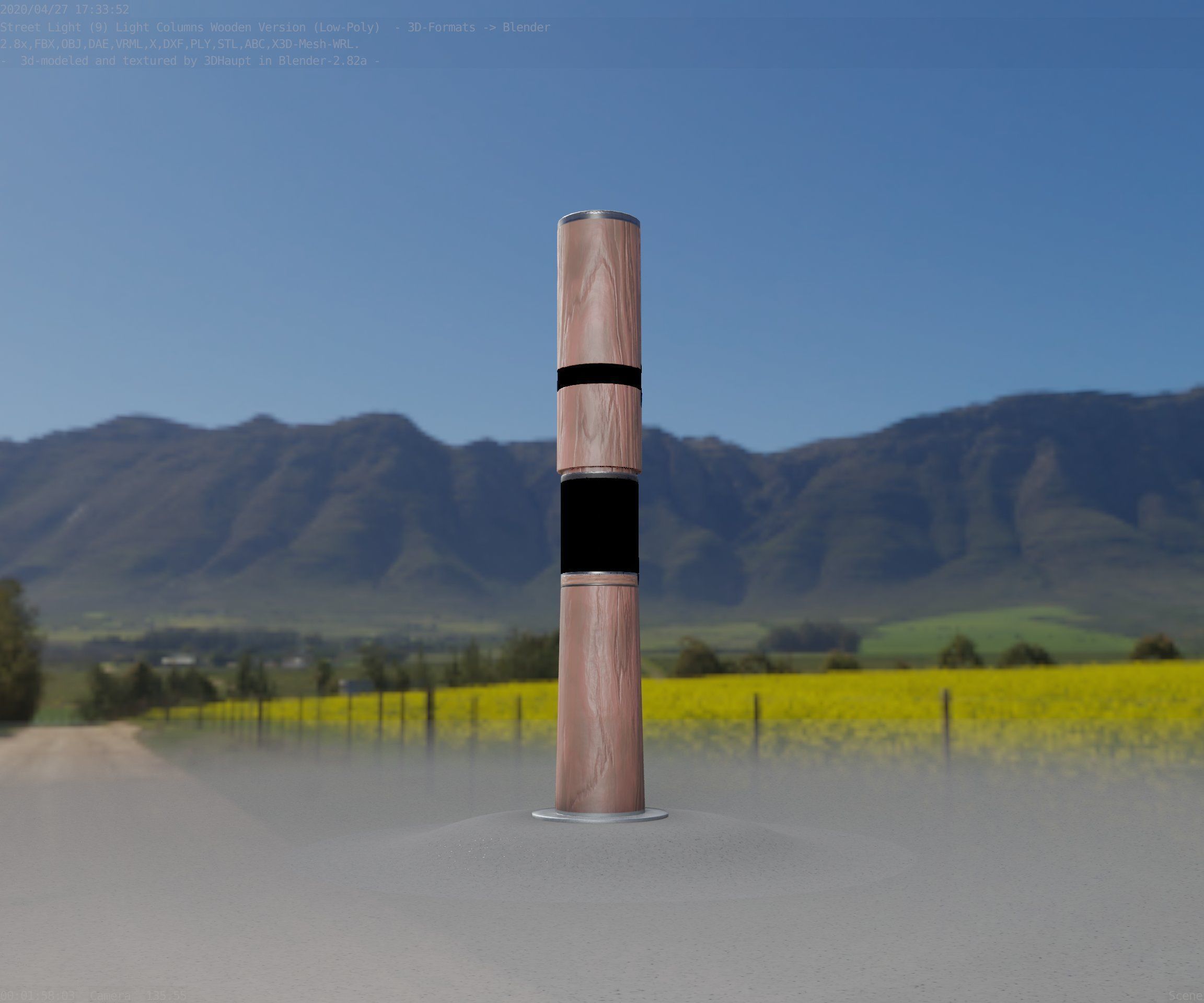 Light Column made of wood 29 - Low-Poly Street-Light Set-9 Low-poly 3D model_35