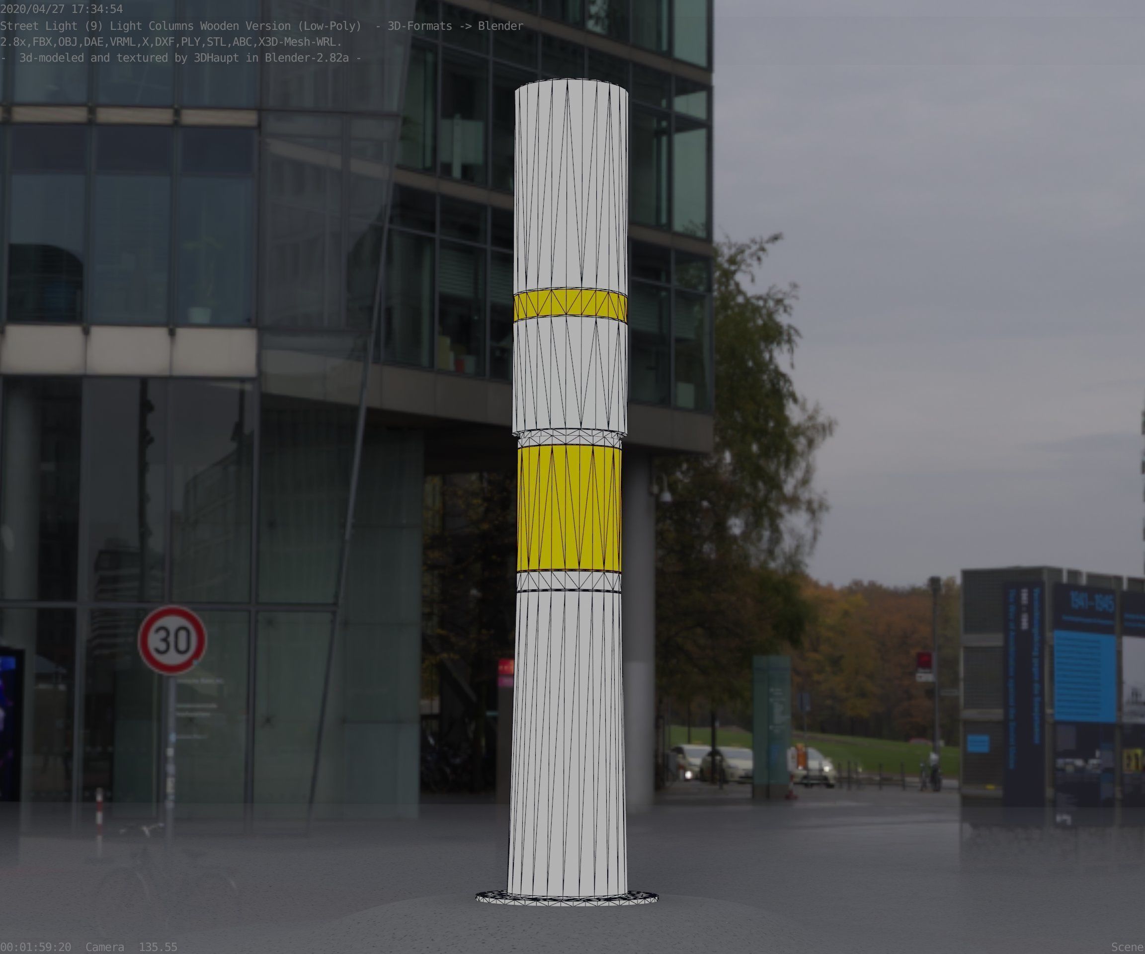 Light Column made of wood 29 - Low-Poly Street-Light Set-9 Low-poly 3D model_76
