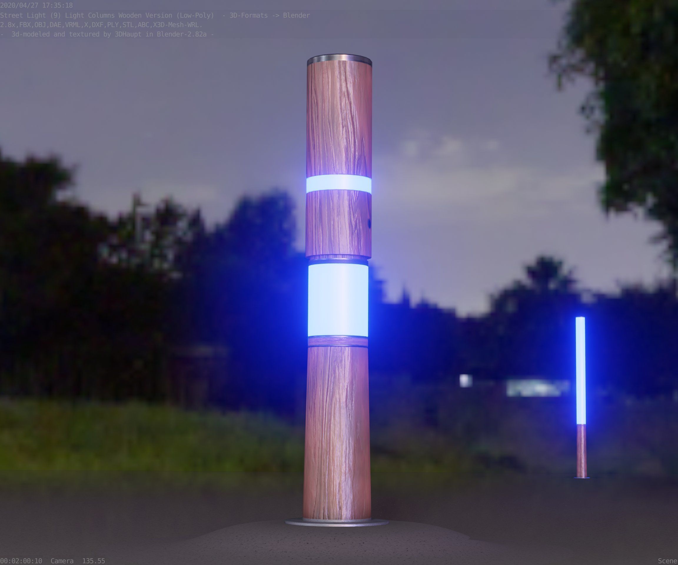 Light Column made of wood 29 - Low-Poly Street-Light Set-9 Low-poly 3D model_90