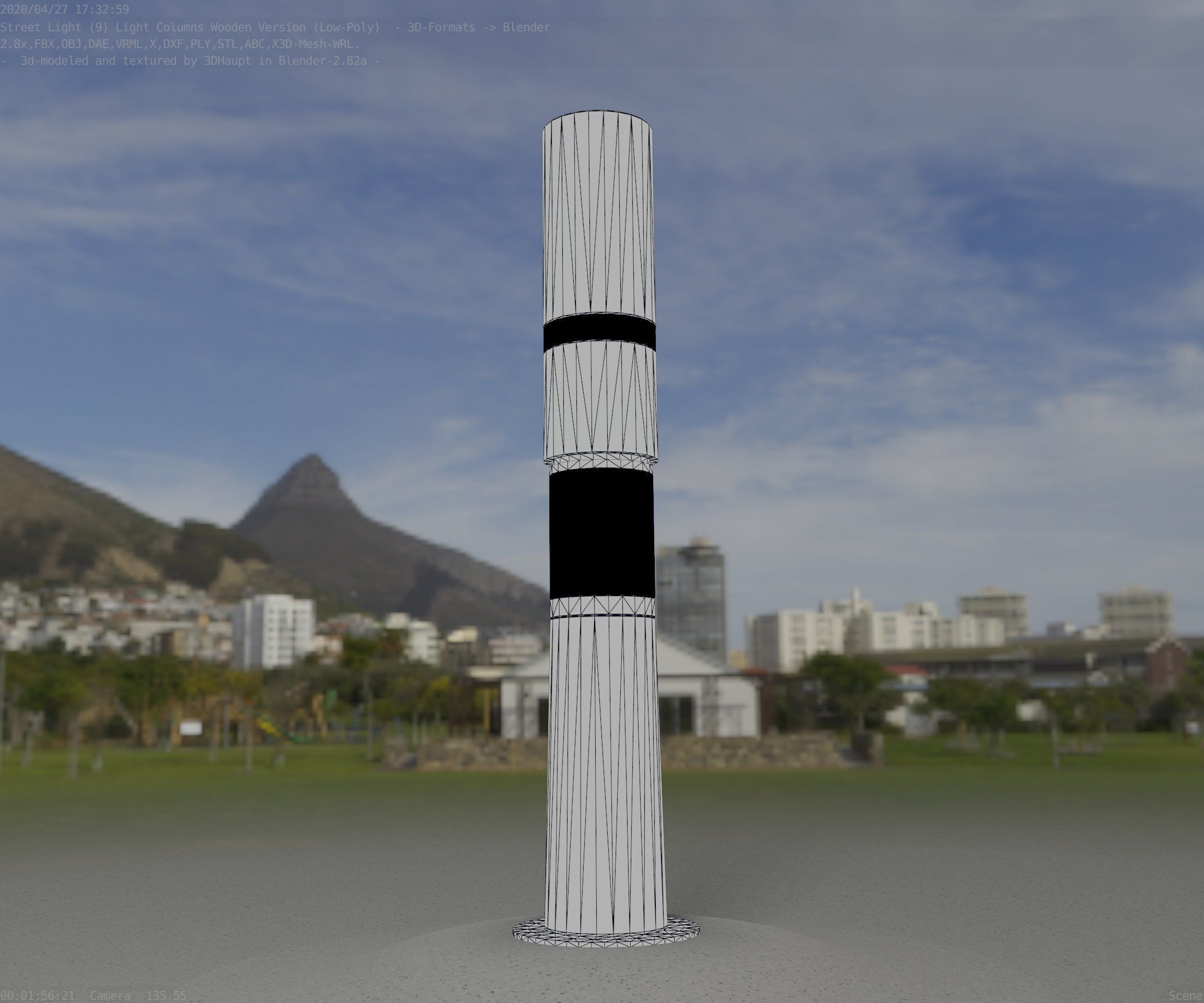 Light Column made of wood 29 - Low-Poly Street-Light Set-9 Low-poly 3D model_18
