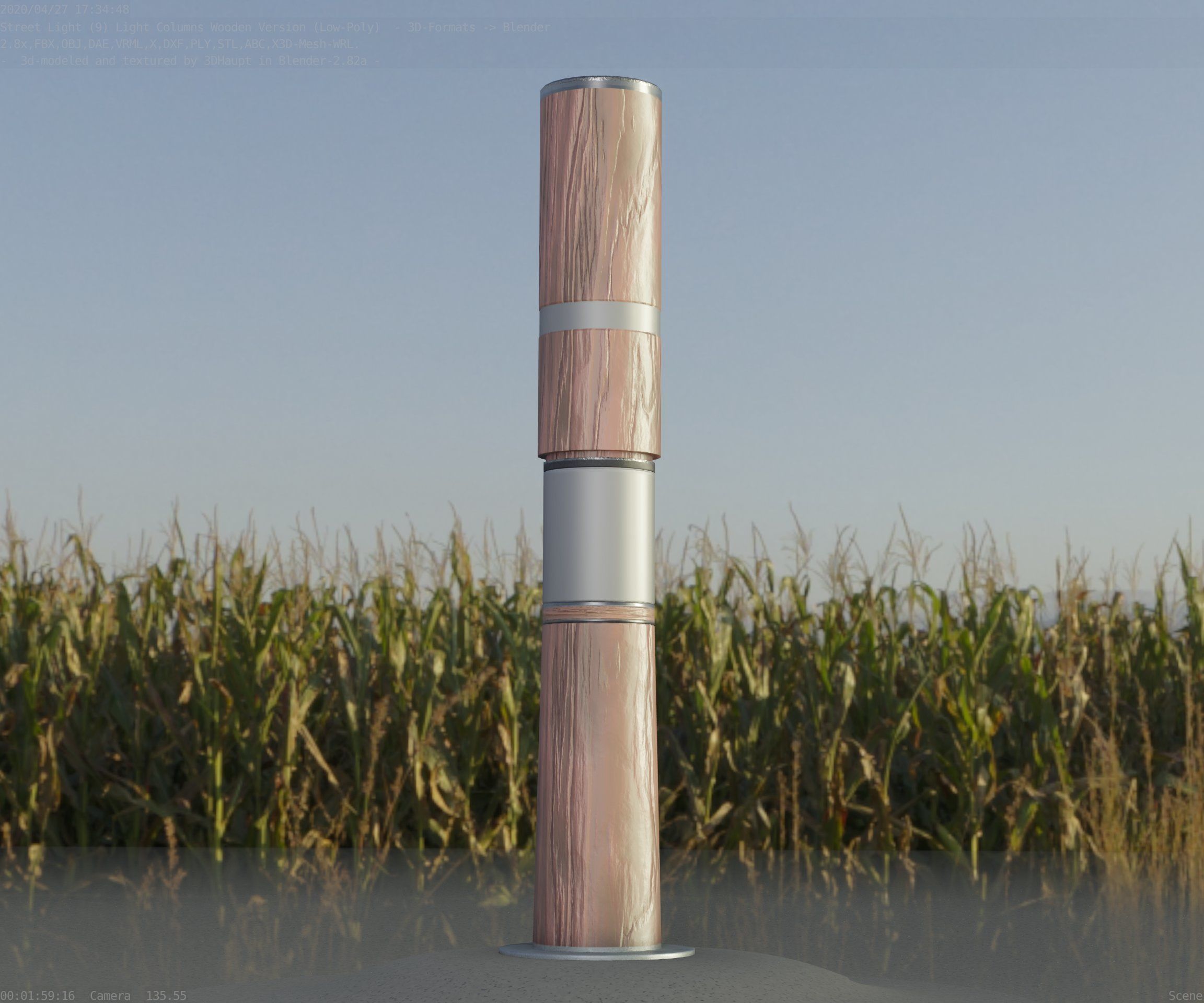 Light Column made of wood 29 - Low-Poly Street-Light Set-9 Low-poly 3D model_72