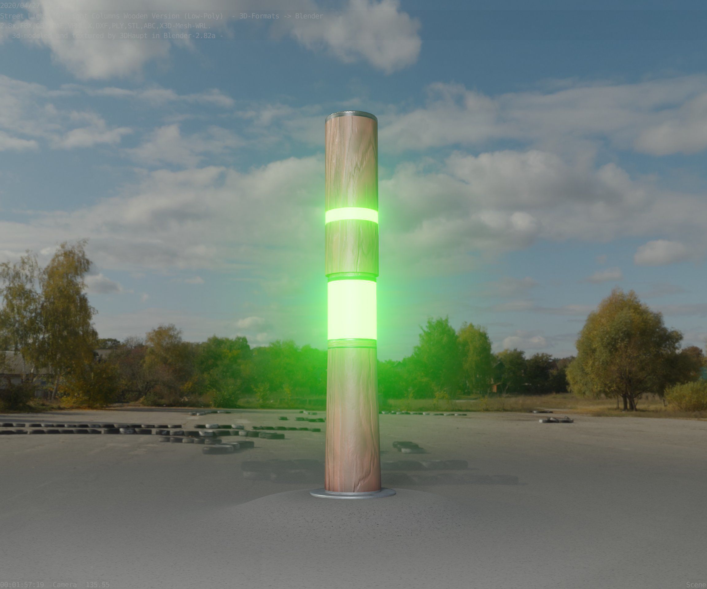 Light Column made of wood 29 - Low-Poly Street-Light Set-9 Low-poly 3D model_10