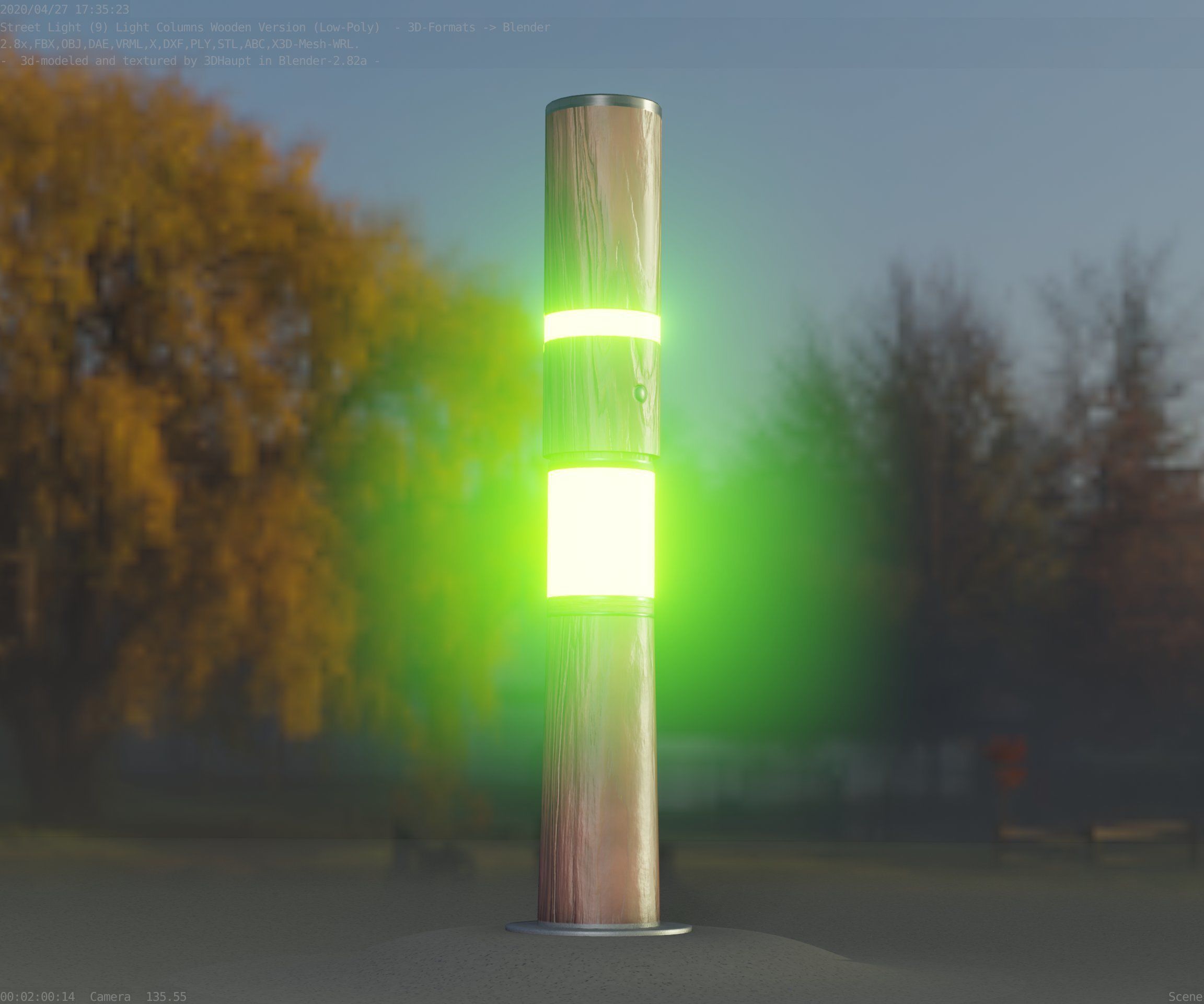 Light Column made of wood 29 - Low-Poly Street-Light Set-9 Low-poly 3D model_94