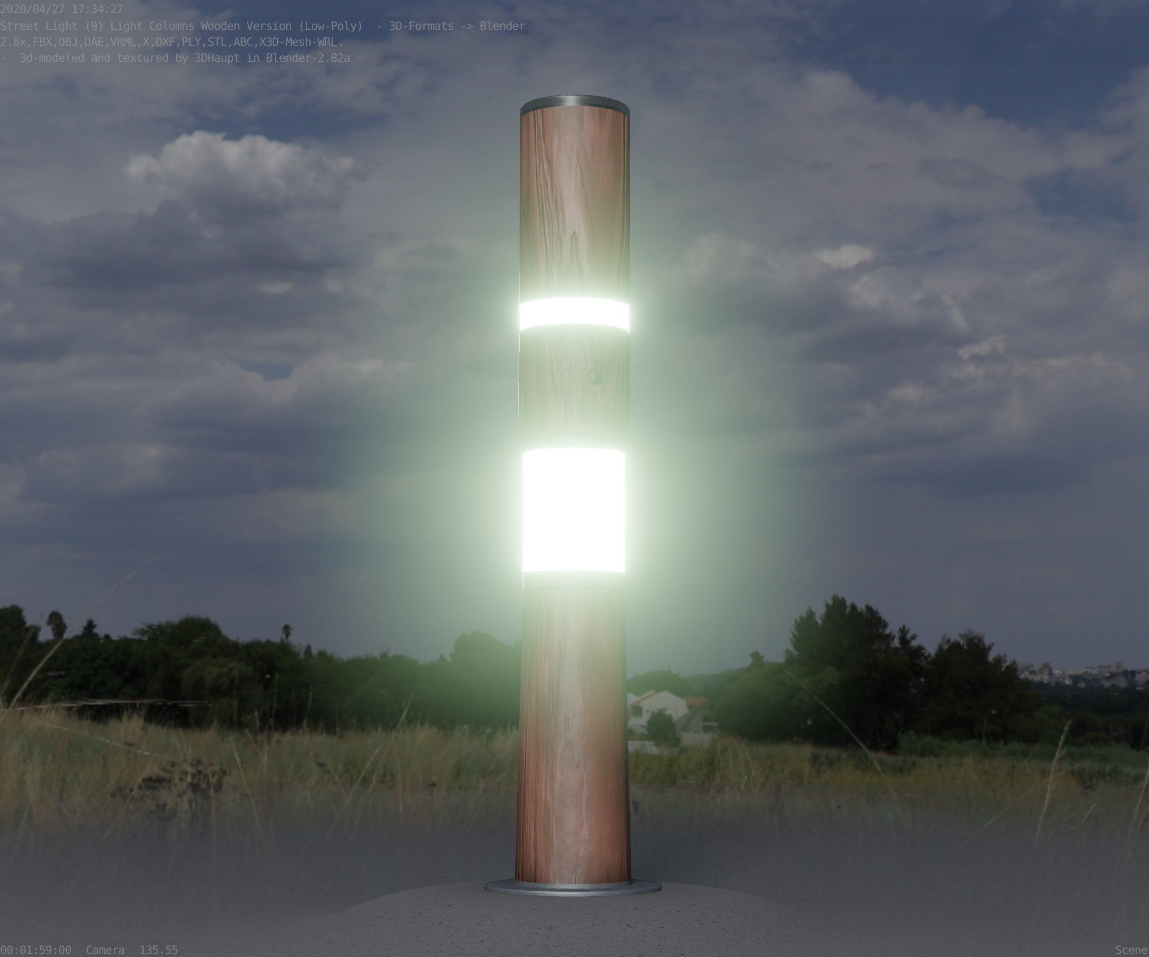 Light Column made of wood 29 - Low-Poly Street-Light Set-9 Low-poly 3D model_56