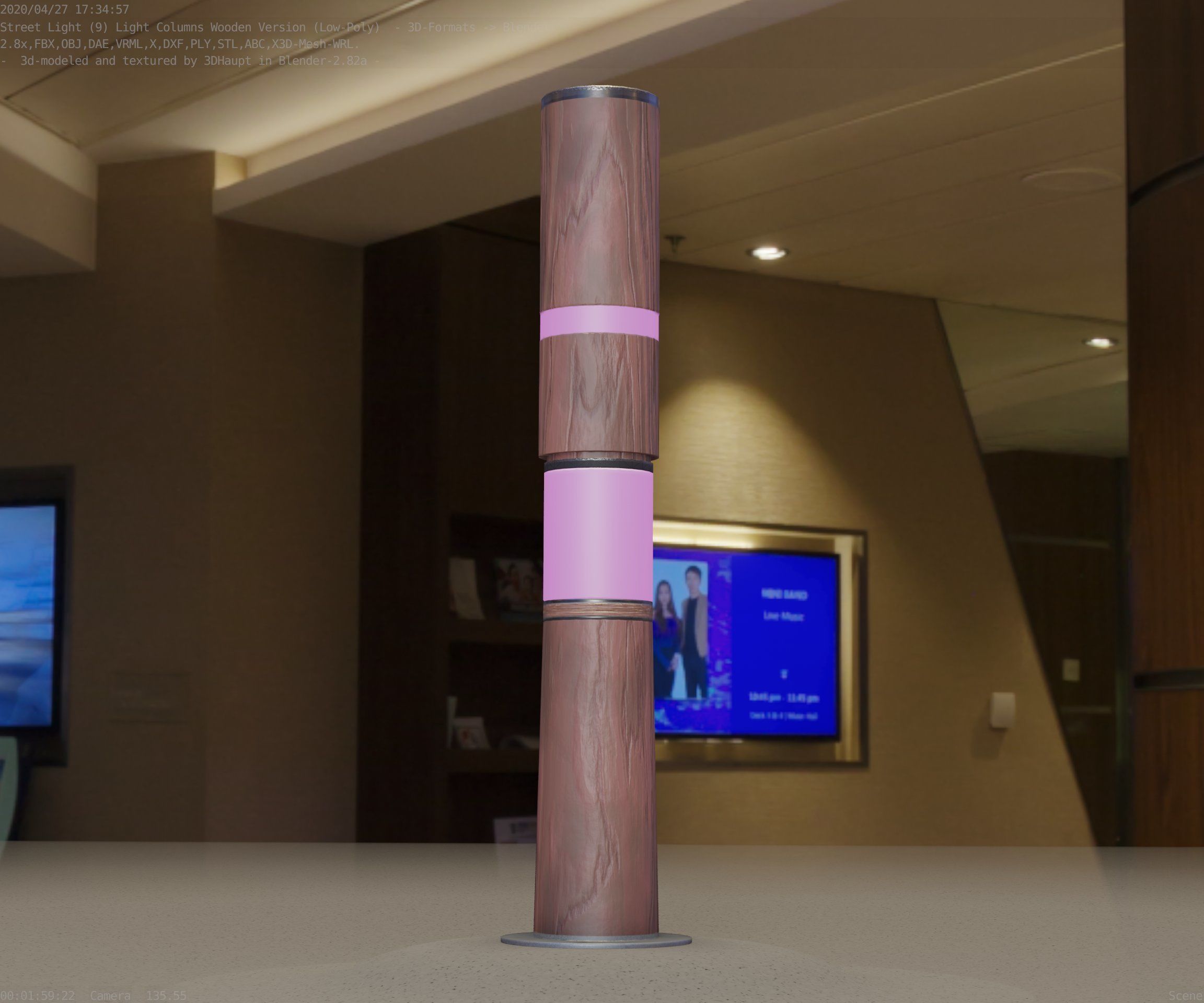 Light Column made of wood 29 - Low-Poly Street-Light Set-9 Low-poly 3D model_78