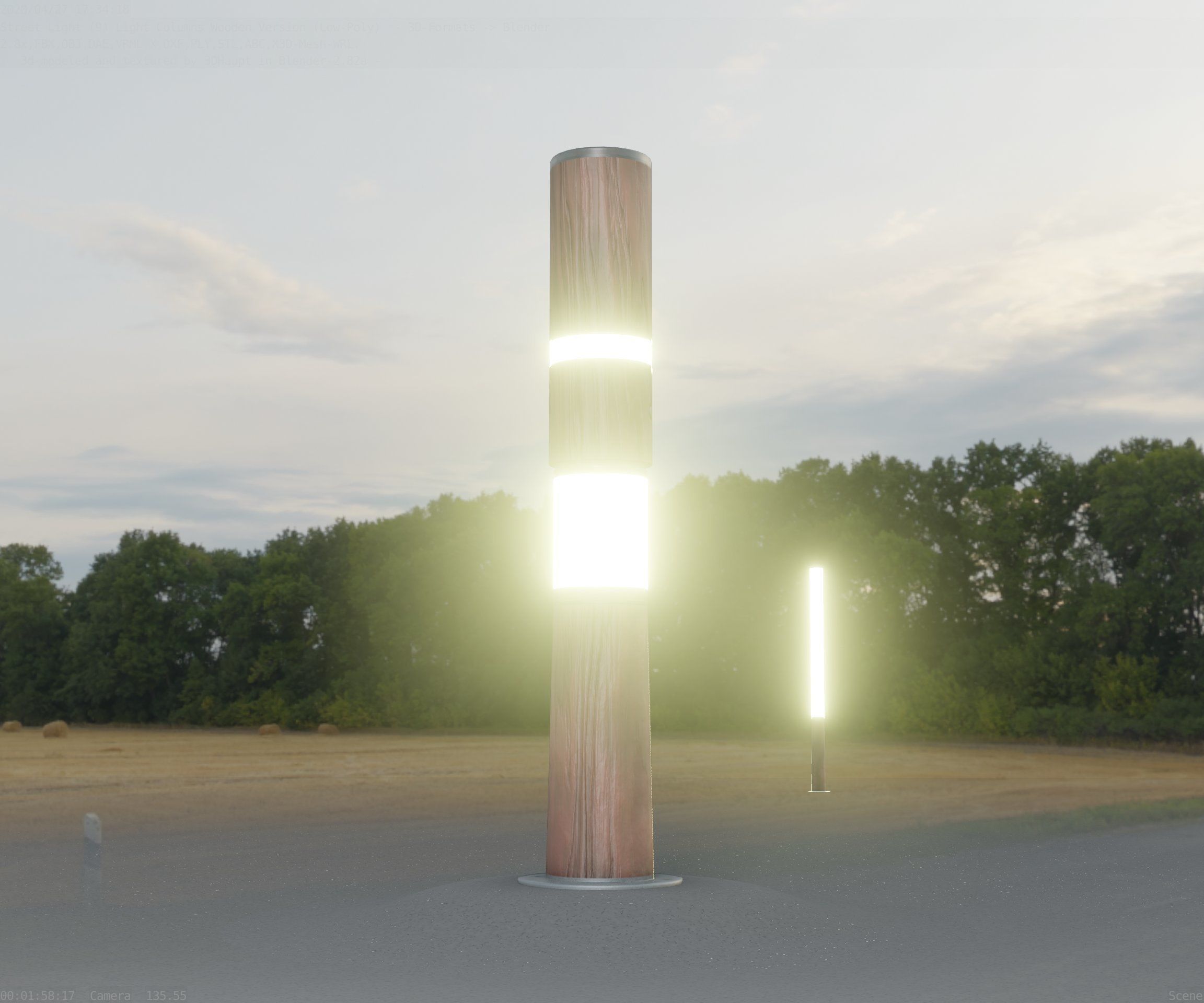 Light Column made of wood 29 - Low-Poly Street-Light Set-9 Low-poly 3D model_49