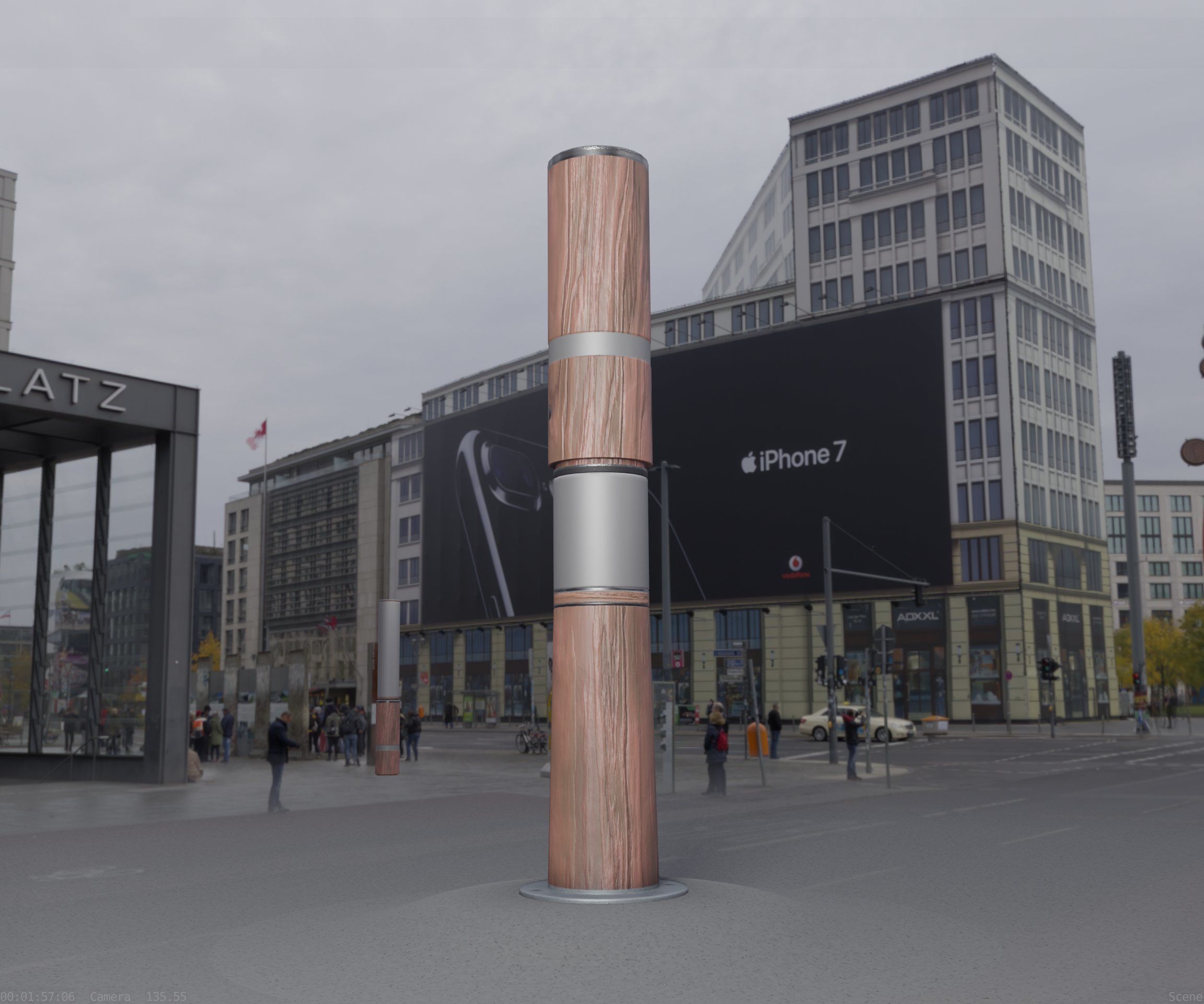 Light Column made of wood 29 - Low-Poly Street-Light Set-9 Low-poly 3D model_27