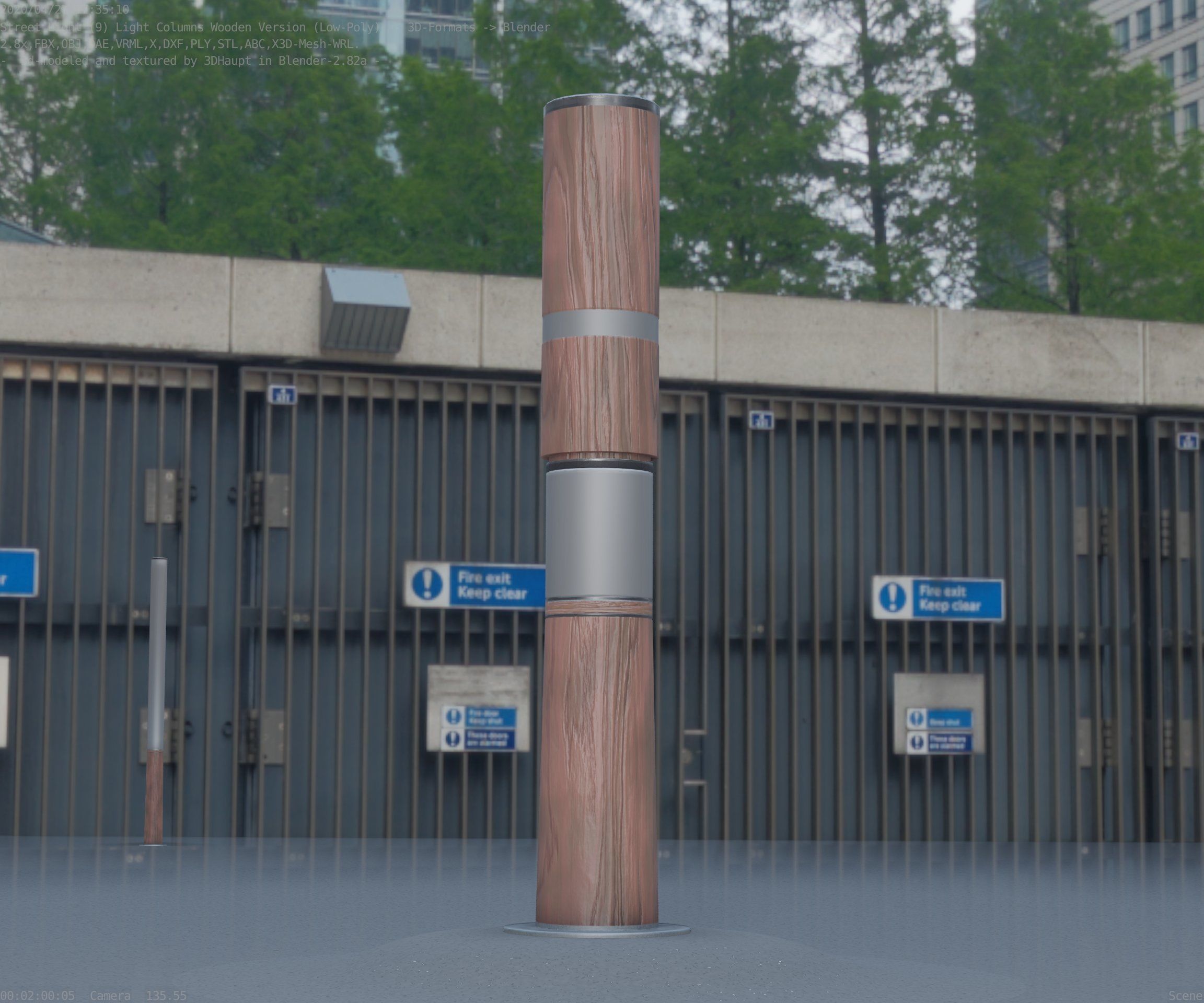 Light Column made of wood 29 - Low-Poly Street-Light Set-9 Low-poly 3D model_85