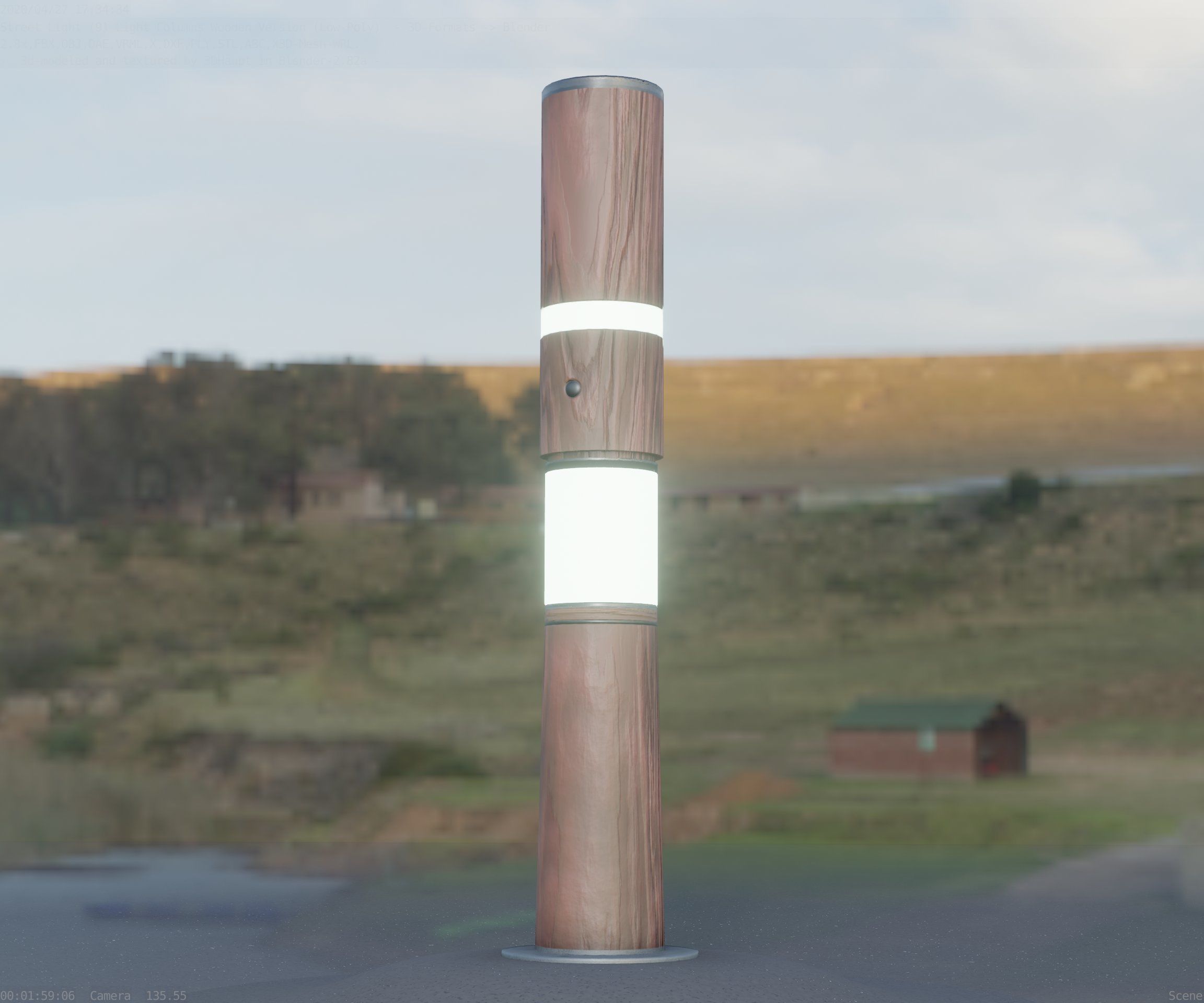 Light Column made of wood 29 - Low-Poly Street-Light Set-9 Low-poly 3D model_62