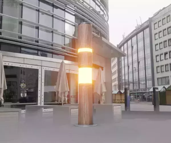 Light Column made of wood 29 - Low-Poly Street-Light Set-9 Low-poly 3D model