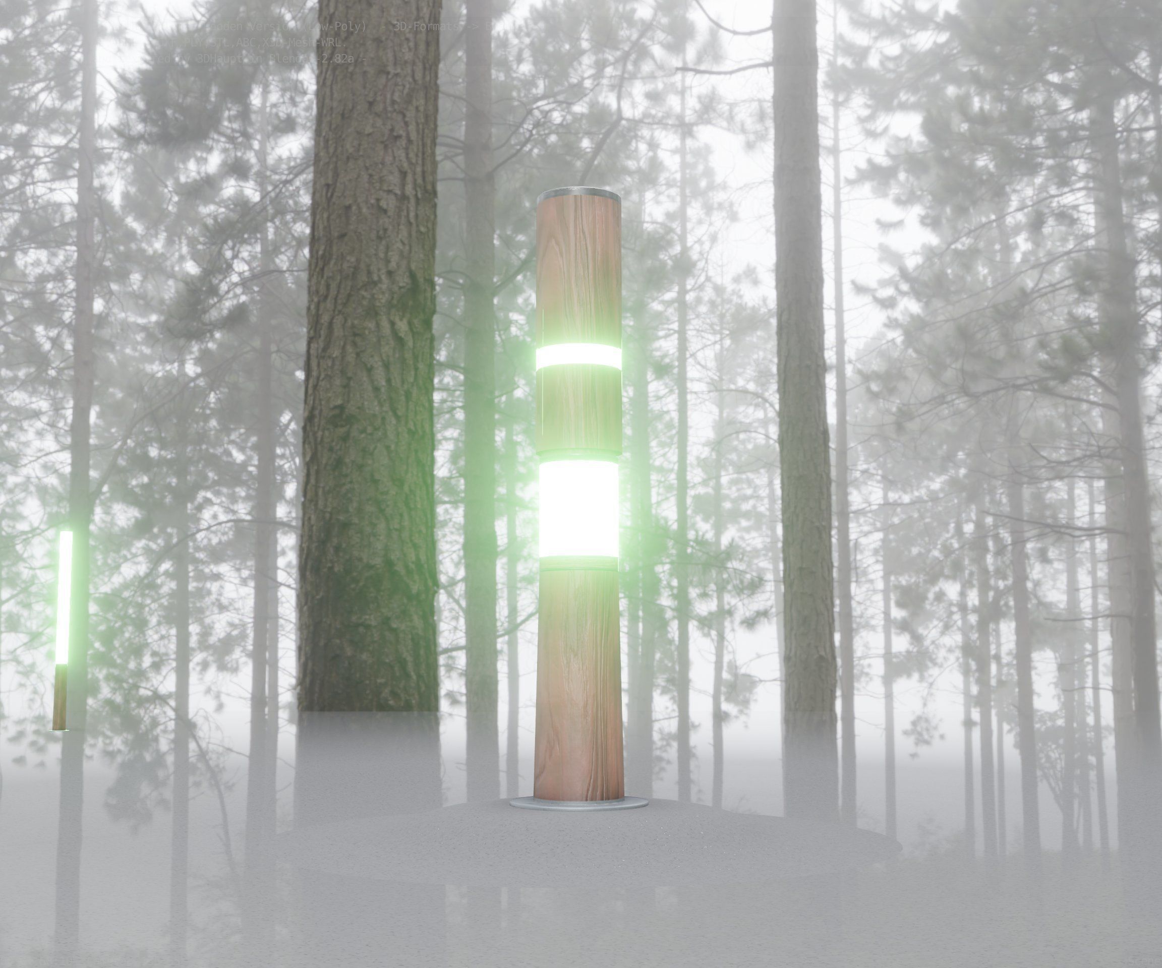 Light Column made of wood 29 - Low-Poly Street-Light Set-9 Low-poly 3D model_42