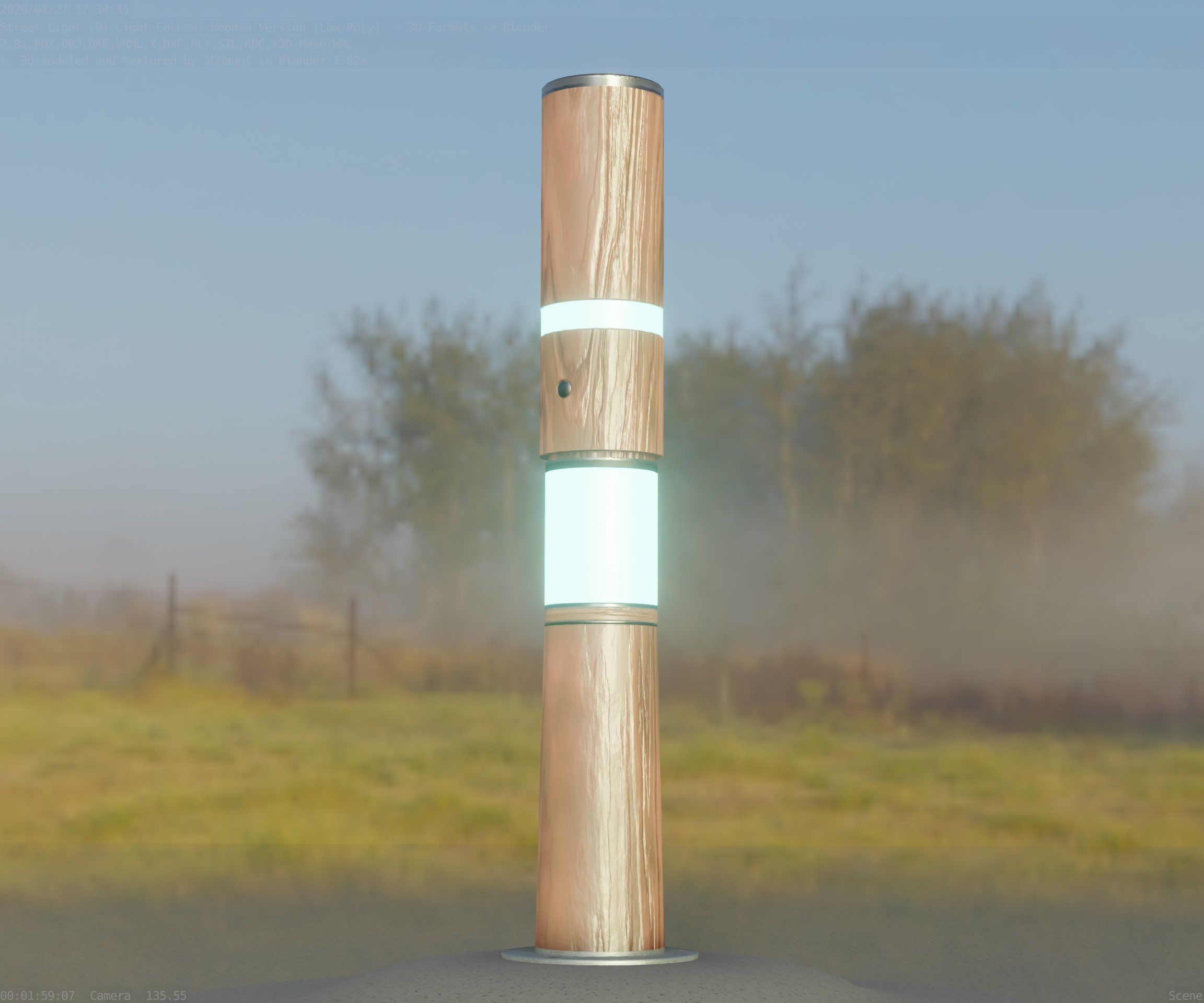 Light Column made of wood 29 - Low-Poly Street-Light Set-9 Low-poly 3D model_63