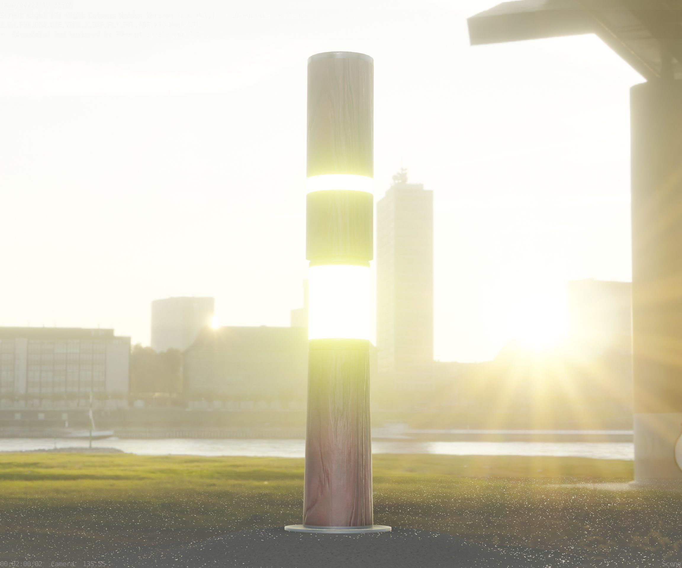 Light Column made of wood 29 - Low-Poly Street-Light Set-9 Low-poly 3D model_82