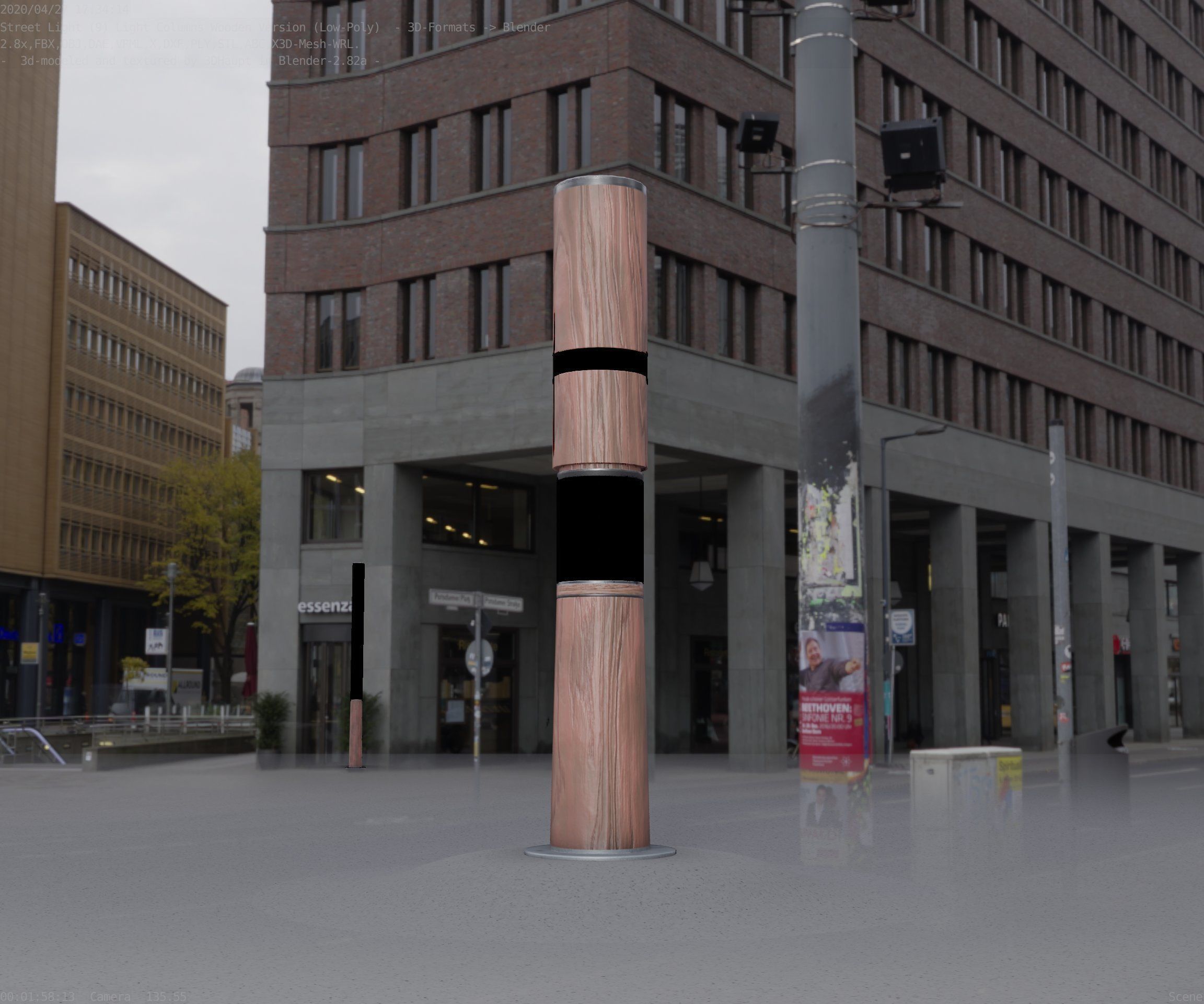 Light Column made of wood 29 - Low-Poly Street-Light Set-9 Low-poly 3D model_45