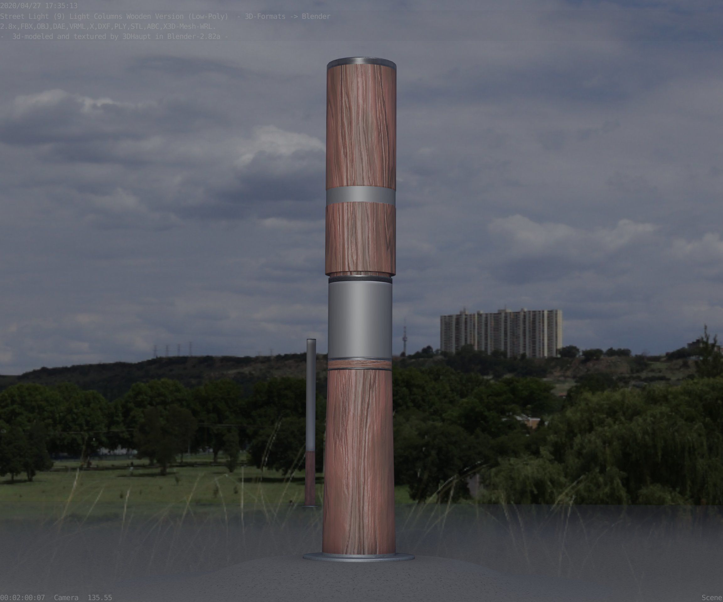 Light Column made of wood 29 - Low-Poly Street-Light Set-9 Low-poly 3D model_87