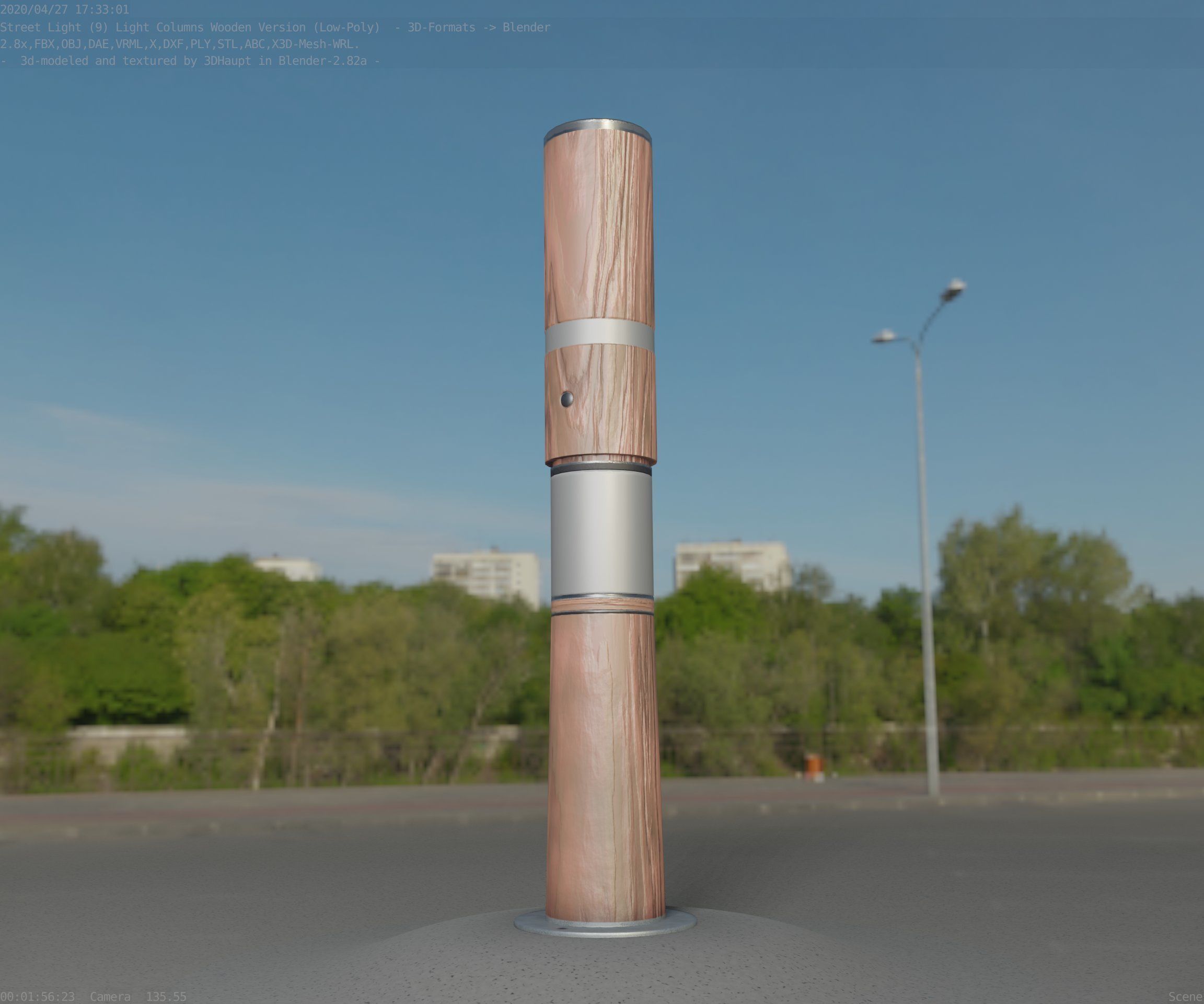Light Column made of wood 29 - Low-Poly Street-Light Set-9 Low-poly 3D model_20