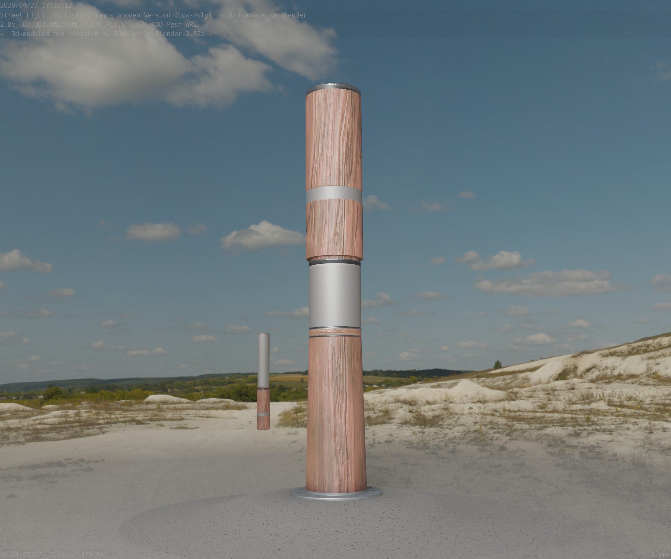 Light Column made of wood 29 - Low-Poly Street-Light Set-9 Low-poly 3D model_28