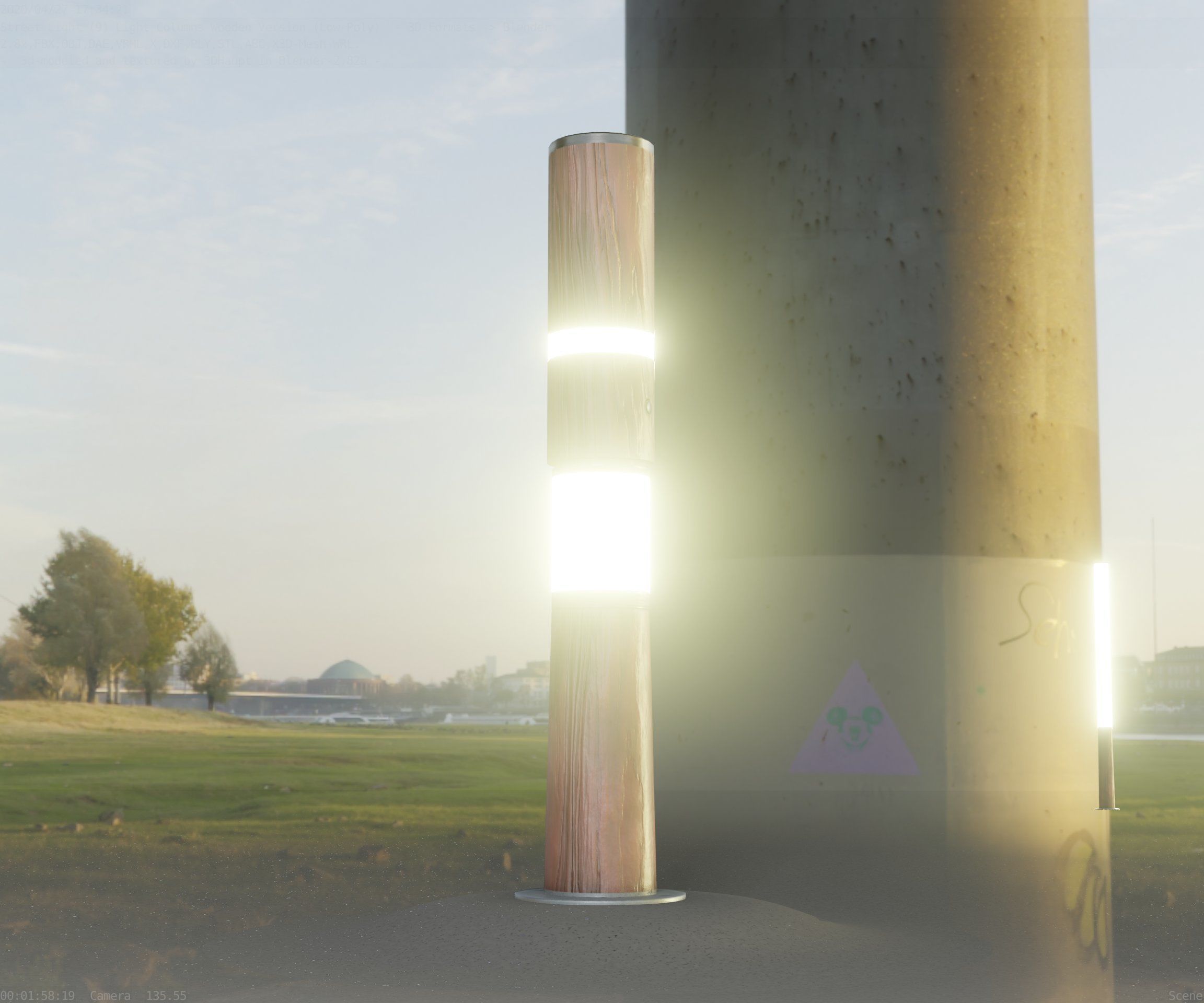 Light Column made of wood 29 - Low-Poly Street-Light Set-9 Low-poly 3D model_51