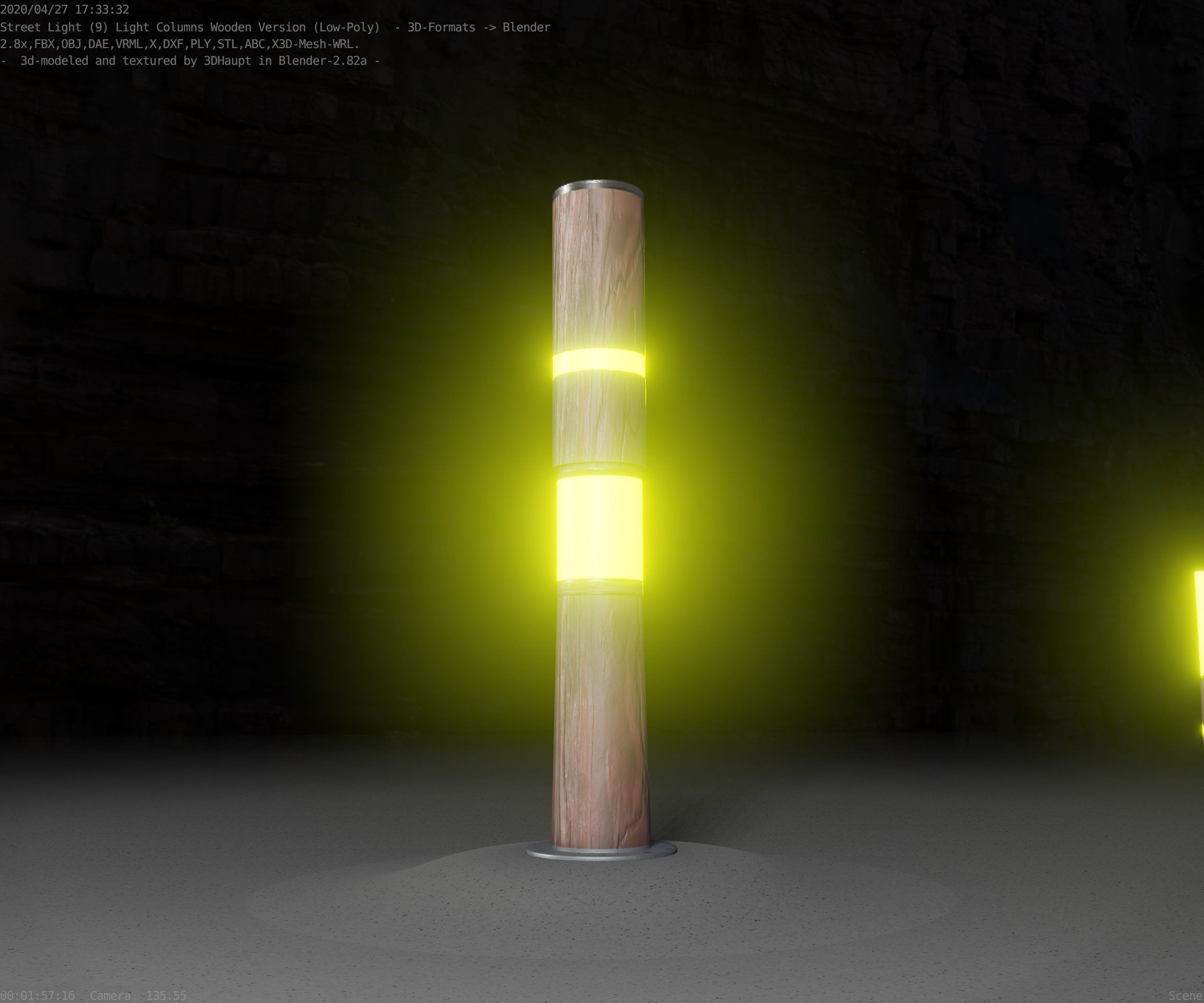 Light Column made of wood 29 - Low-Poly Street-Light Set-9 Low-poly 3D model_7