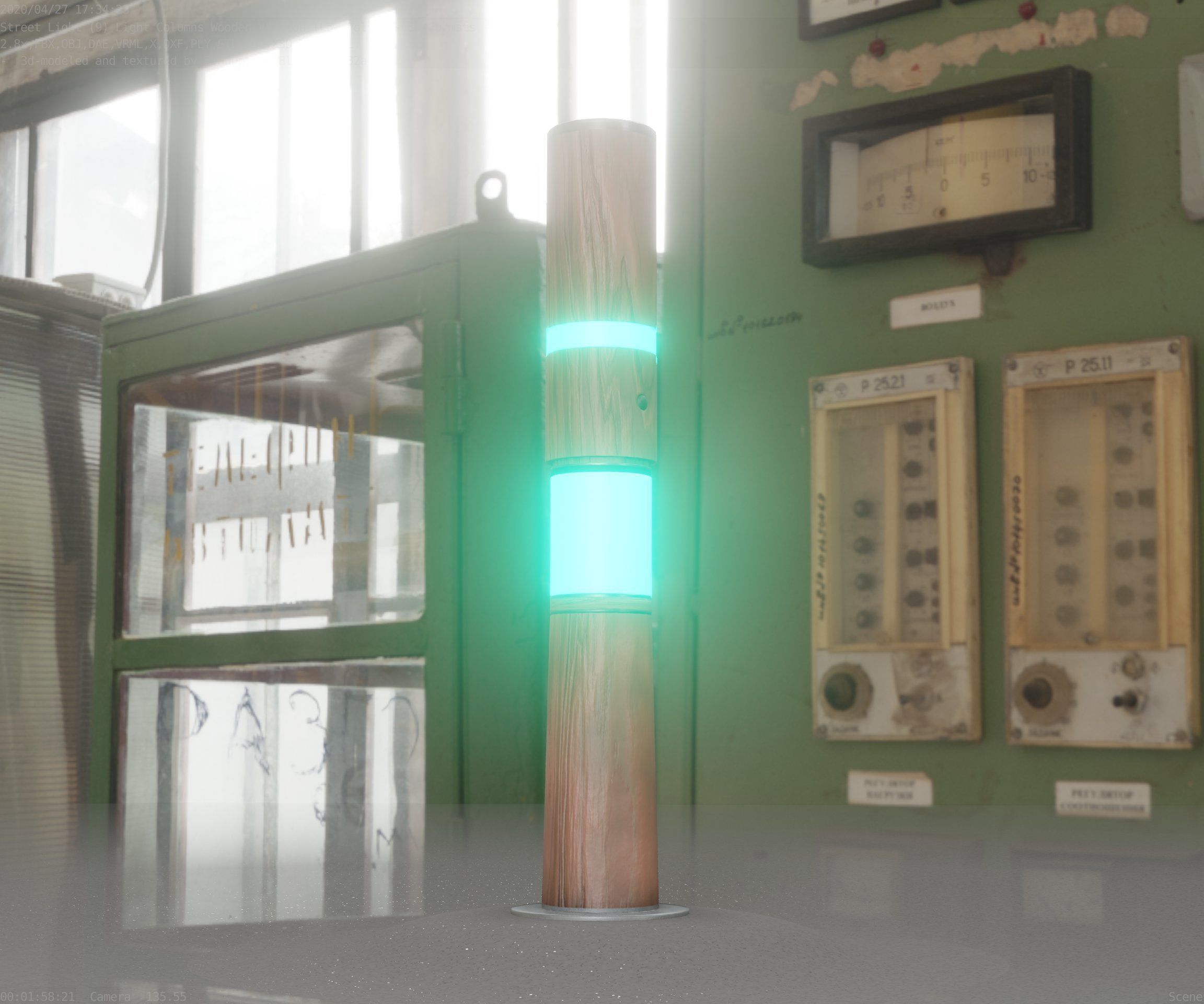 Light Column made of wood 29 - Low-Poly Street-Light Set-9 Low-poly 3D model_53