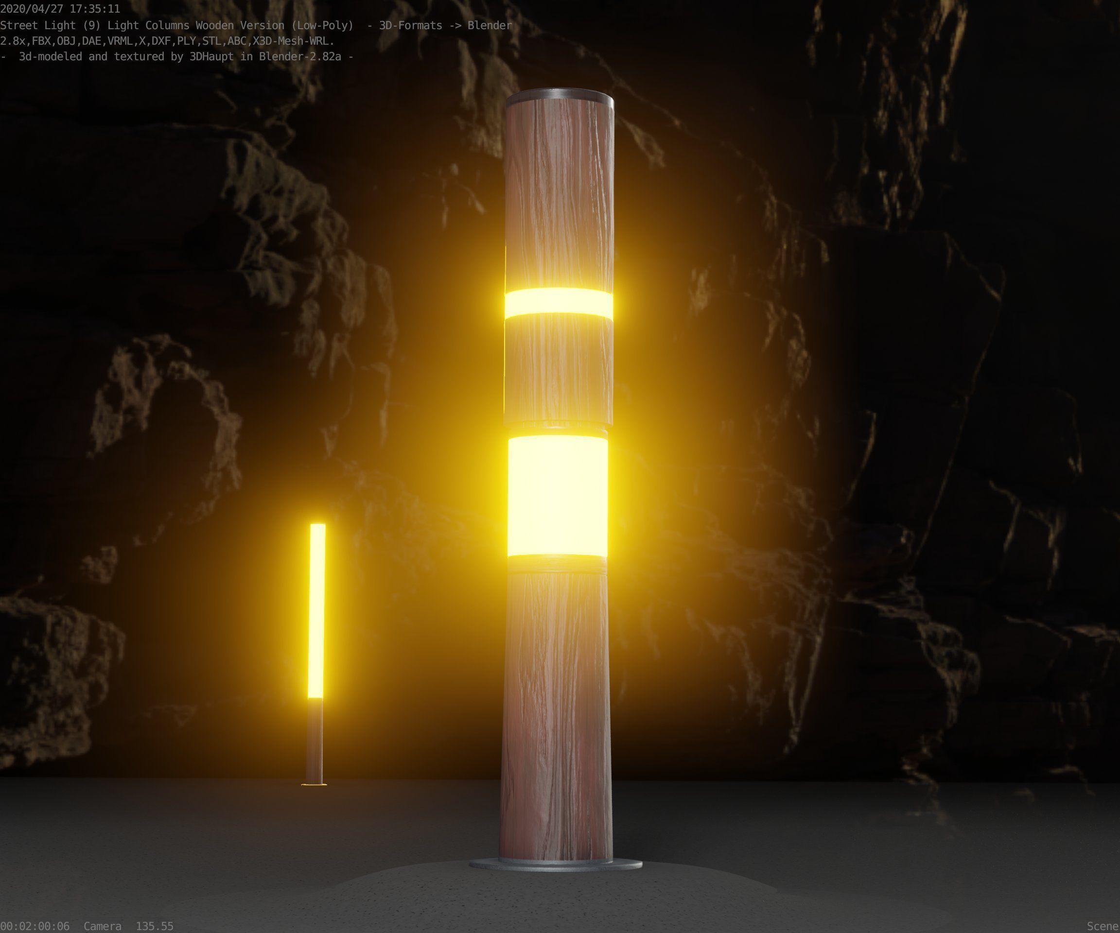 Light Column made of wood 29 - Low-Poly Street-Light Set-9 Low-poly 3D model_86