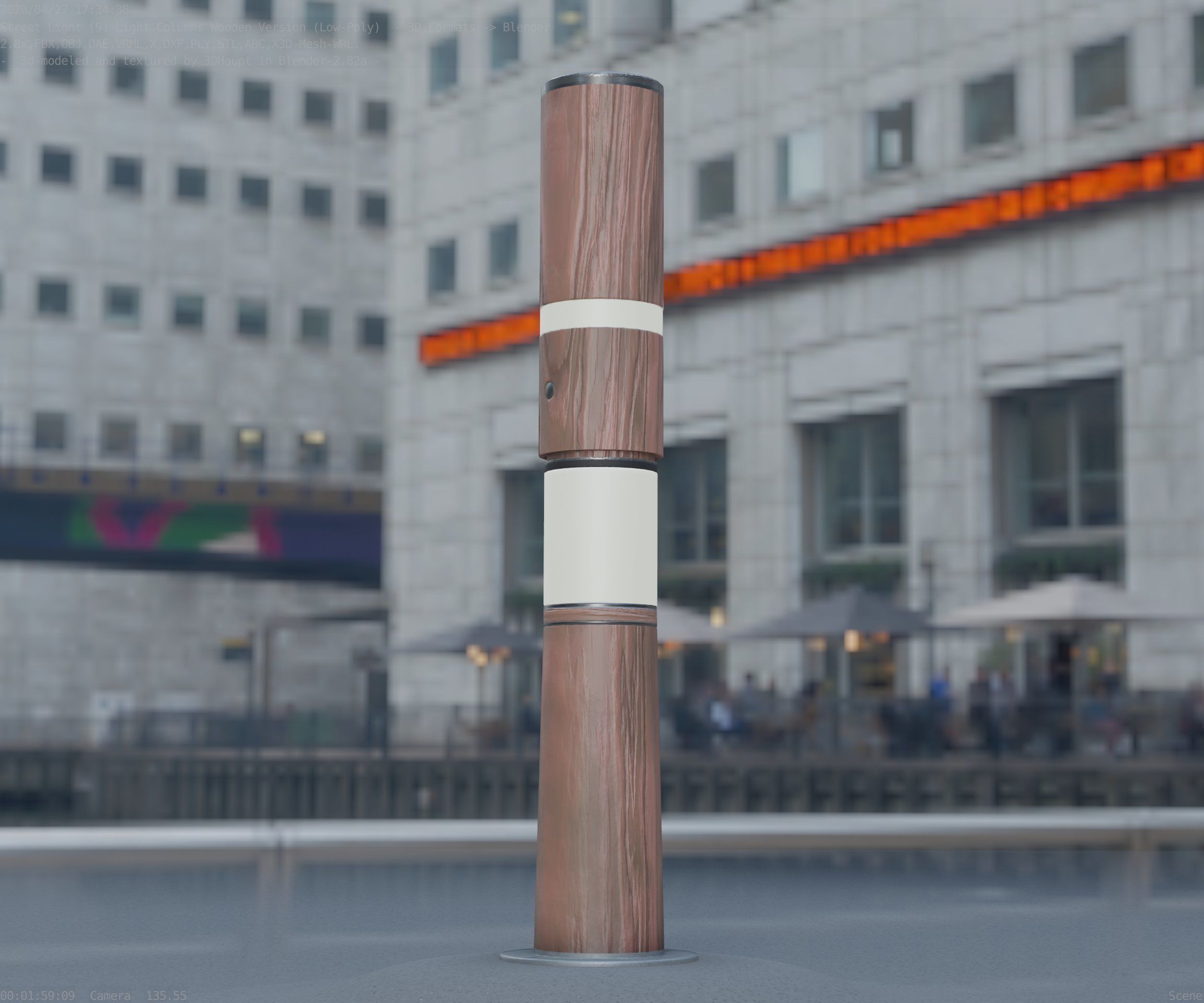 Light Column made of wood 29 - Low-Poly Street-Light Set-9 Low-poly 3D model_65