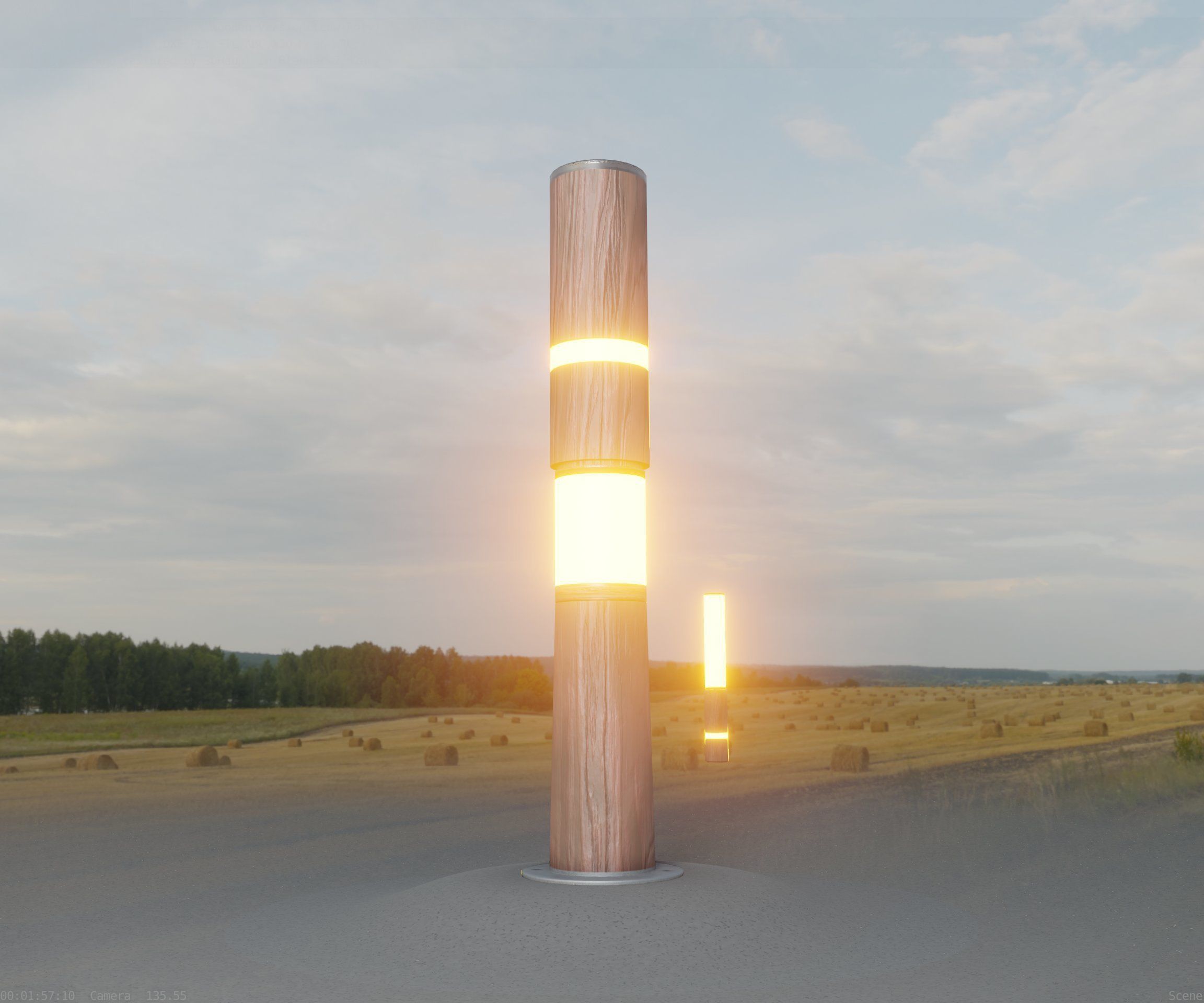 Light Column made of wood 29 - Low-Poly Street-Light Set-9 Low-poly 3D model_1