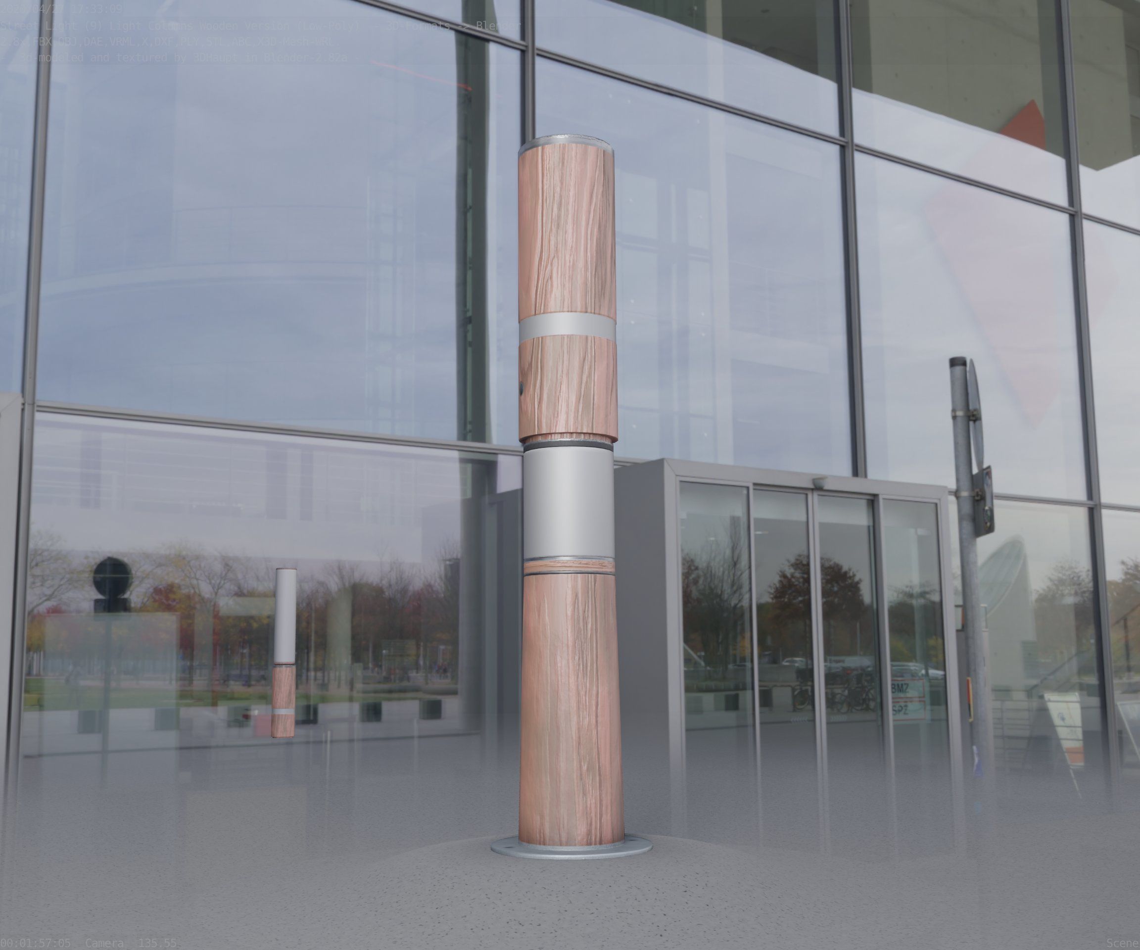 Light Column made of wood 29 - Low-Poly Street-Light Set-9 Low-poly 3D model_26