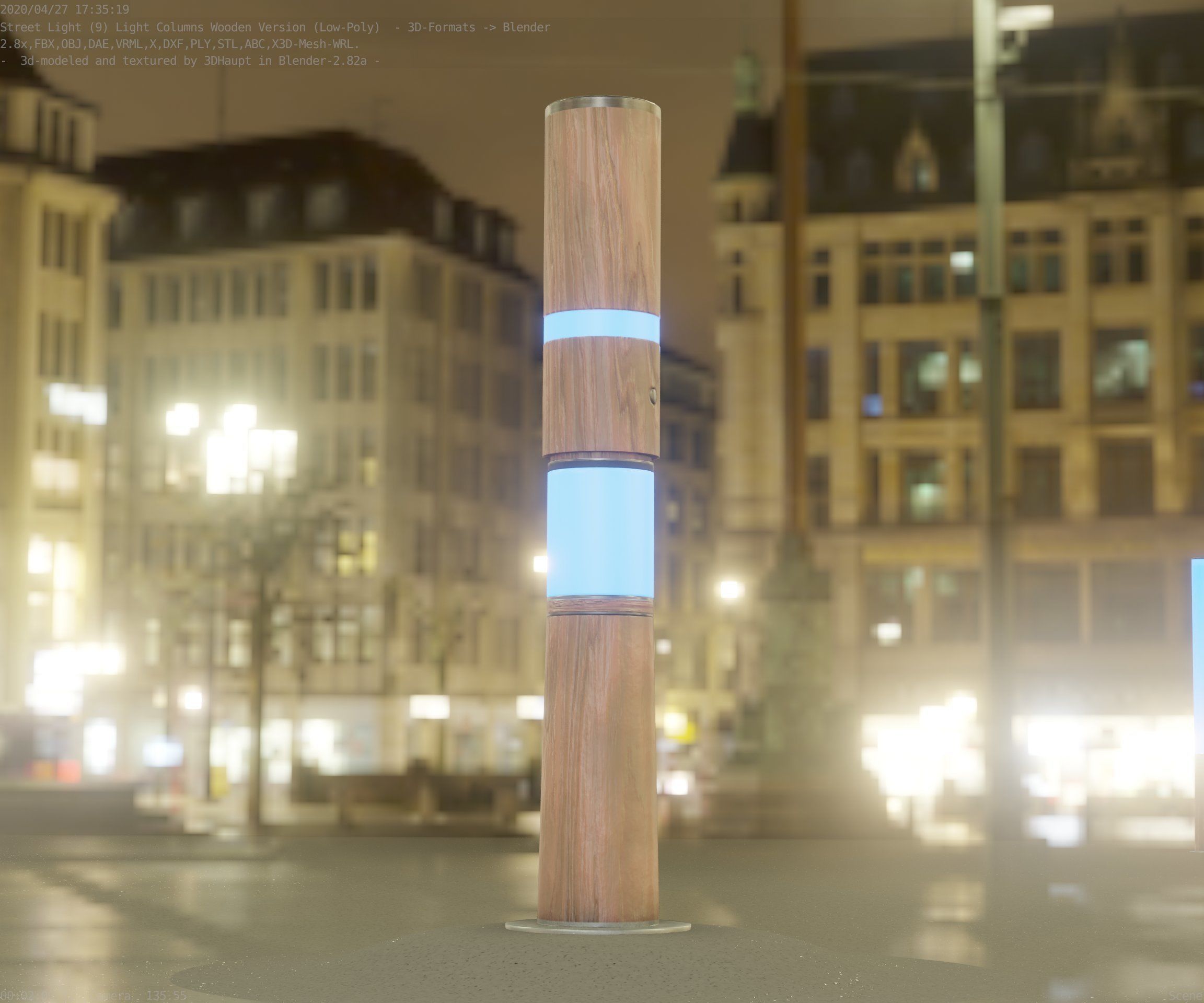 Light Column made of wood 29 - Low-Poly Street-Light Set-9 Low-poly 3D model_91