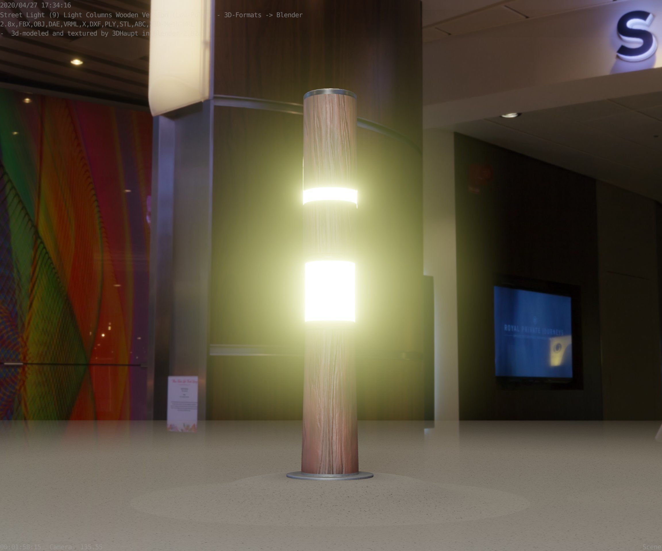 Light Column made of wood 29 - Low-Poly Street-Light Set-9 Low-poly 3D model_47