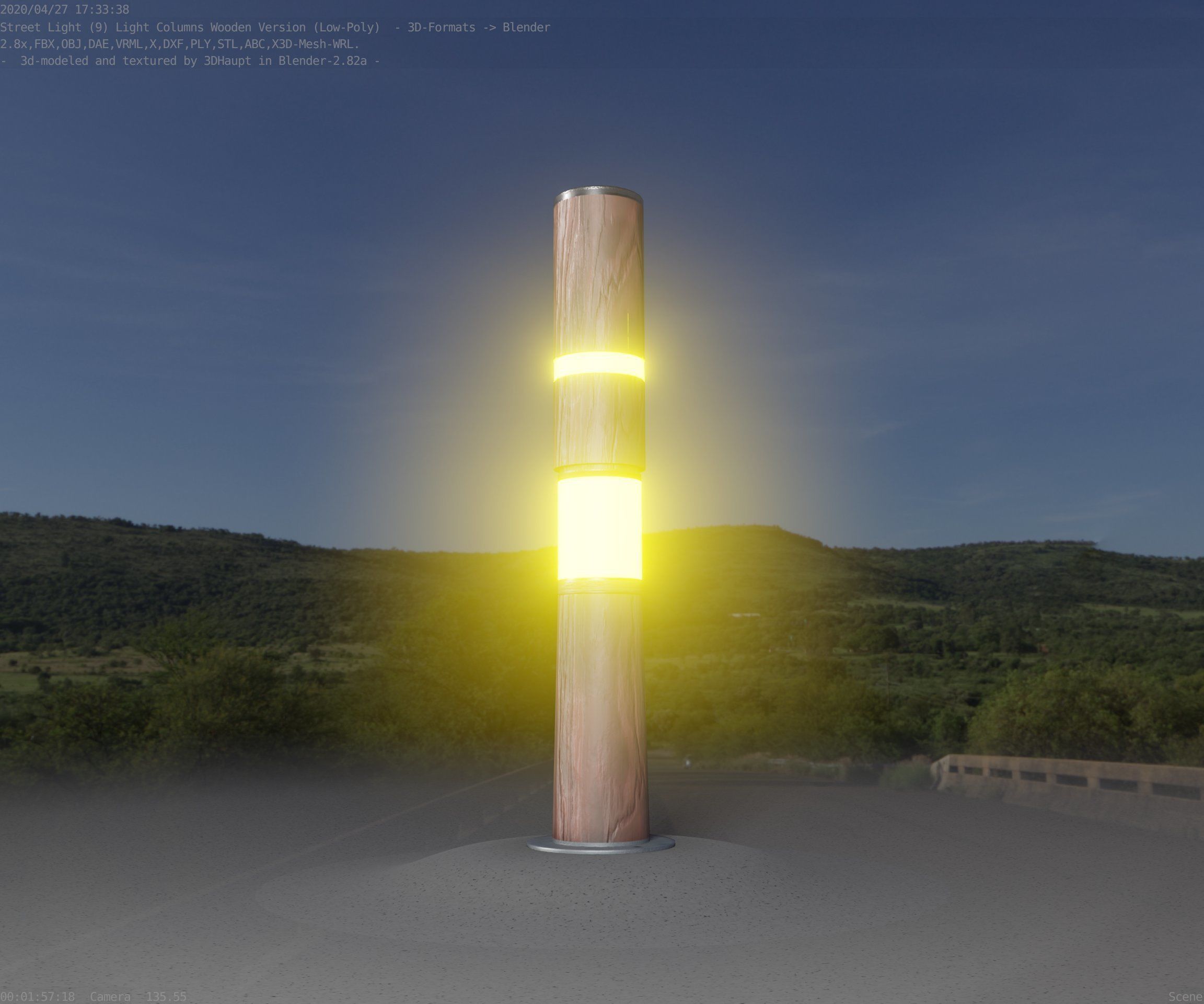 Light Column made of wood 29 - Low-Poly Street-Light Set-9 Low-poly 3D model_9