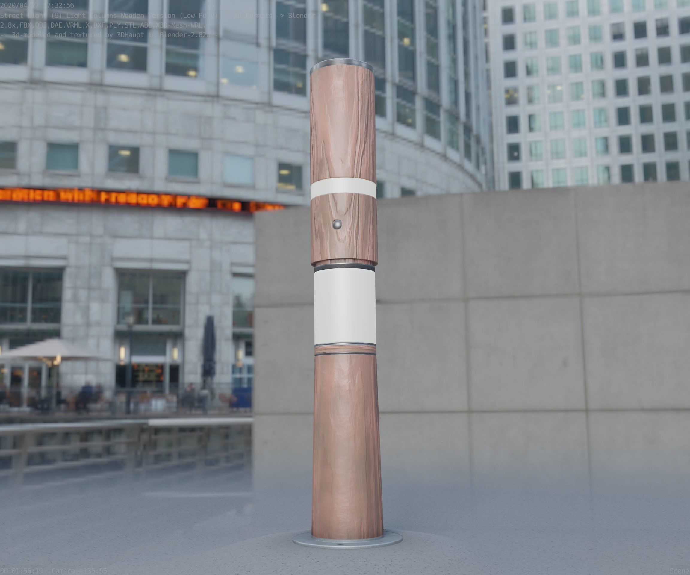 Light Column made of wood 29 - Low-Poly Street-Light Set-9 Low-poly 3D model_16
