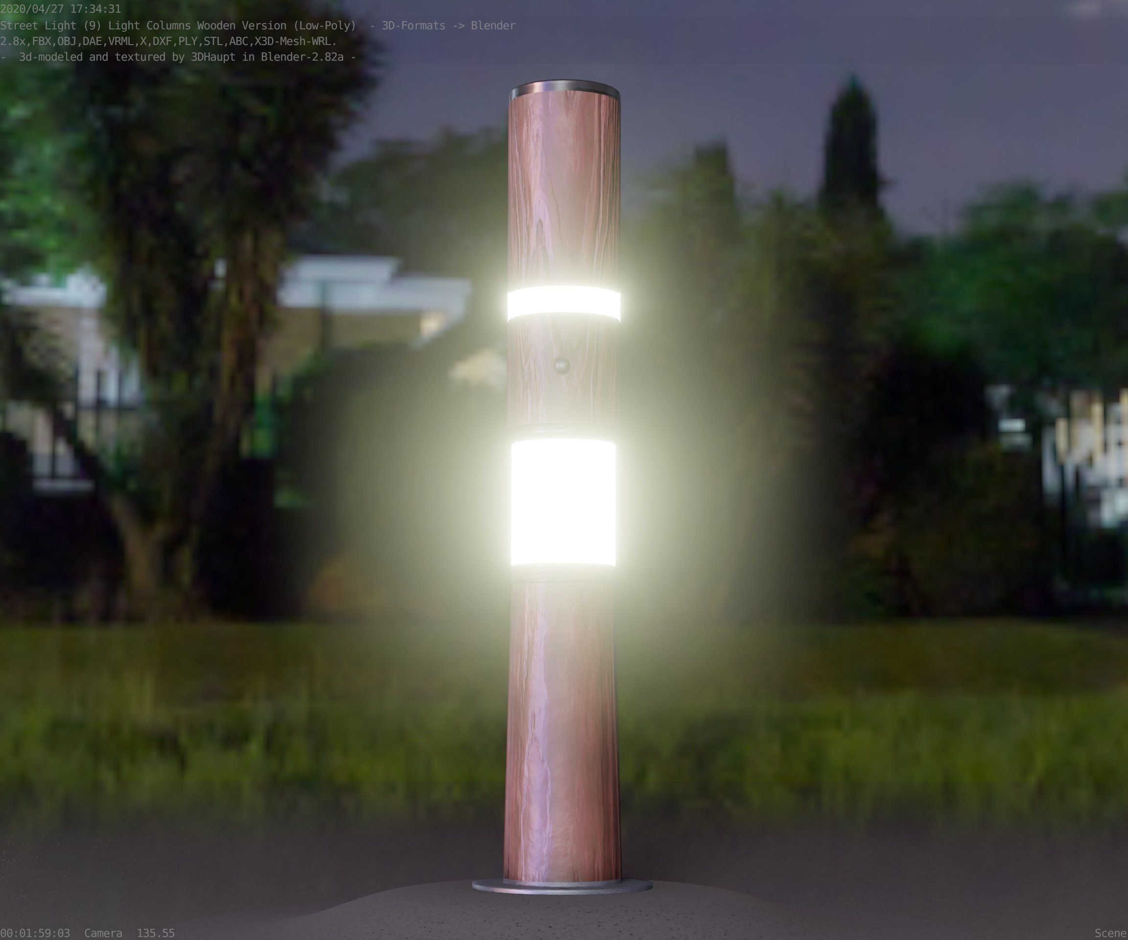 Light Column made of wood 29 - Low-Poly Street-Light Set-9 Low-poly 3D model_59