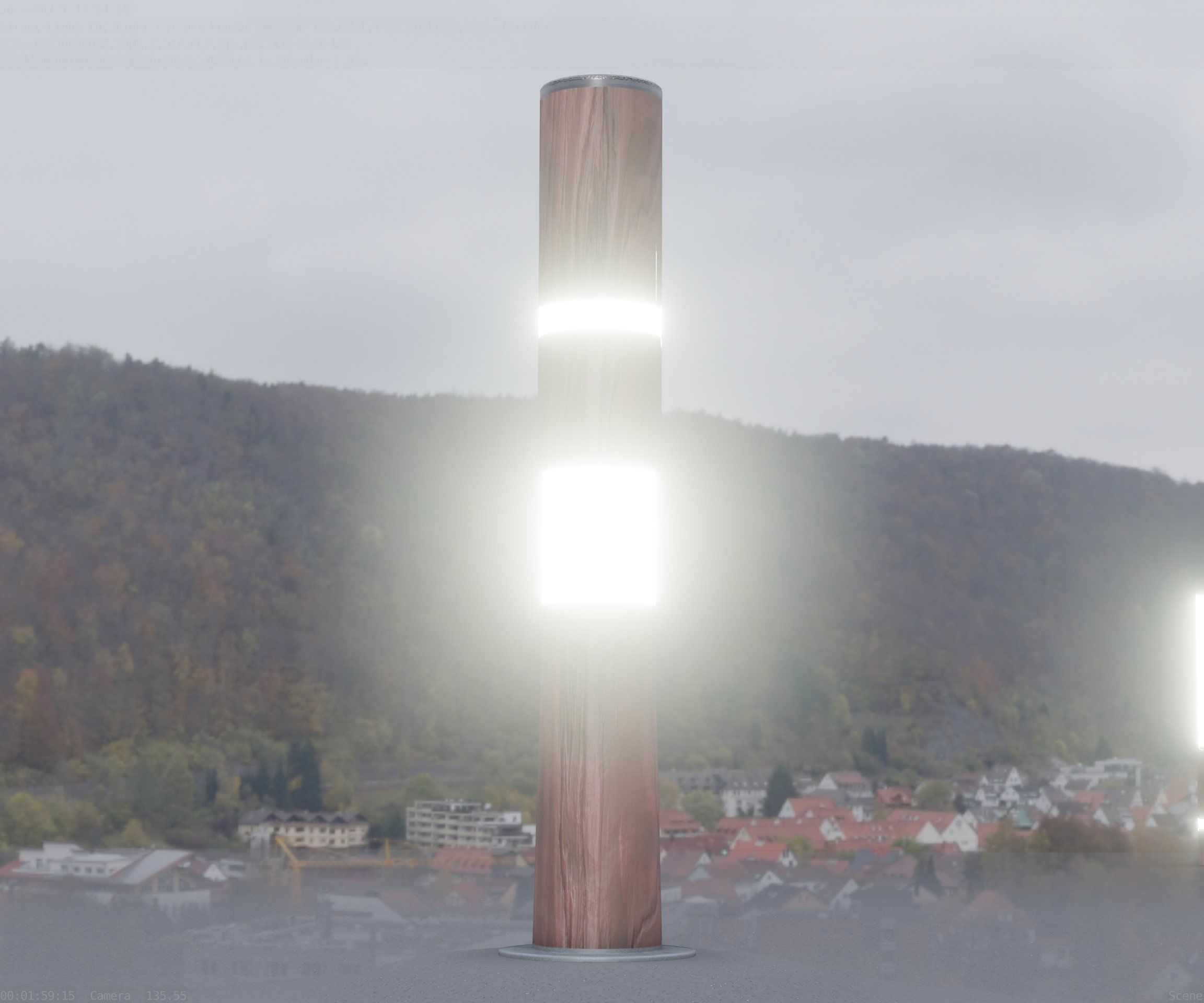 Light Column made of wood 29 - Low-Poly Street-Light Set-9 Low-poly 3D model_71
