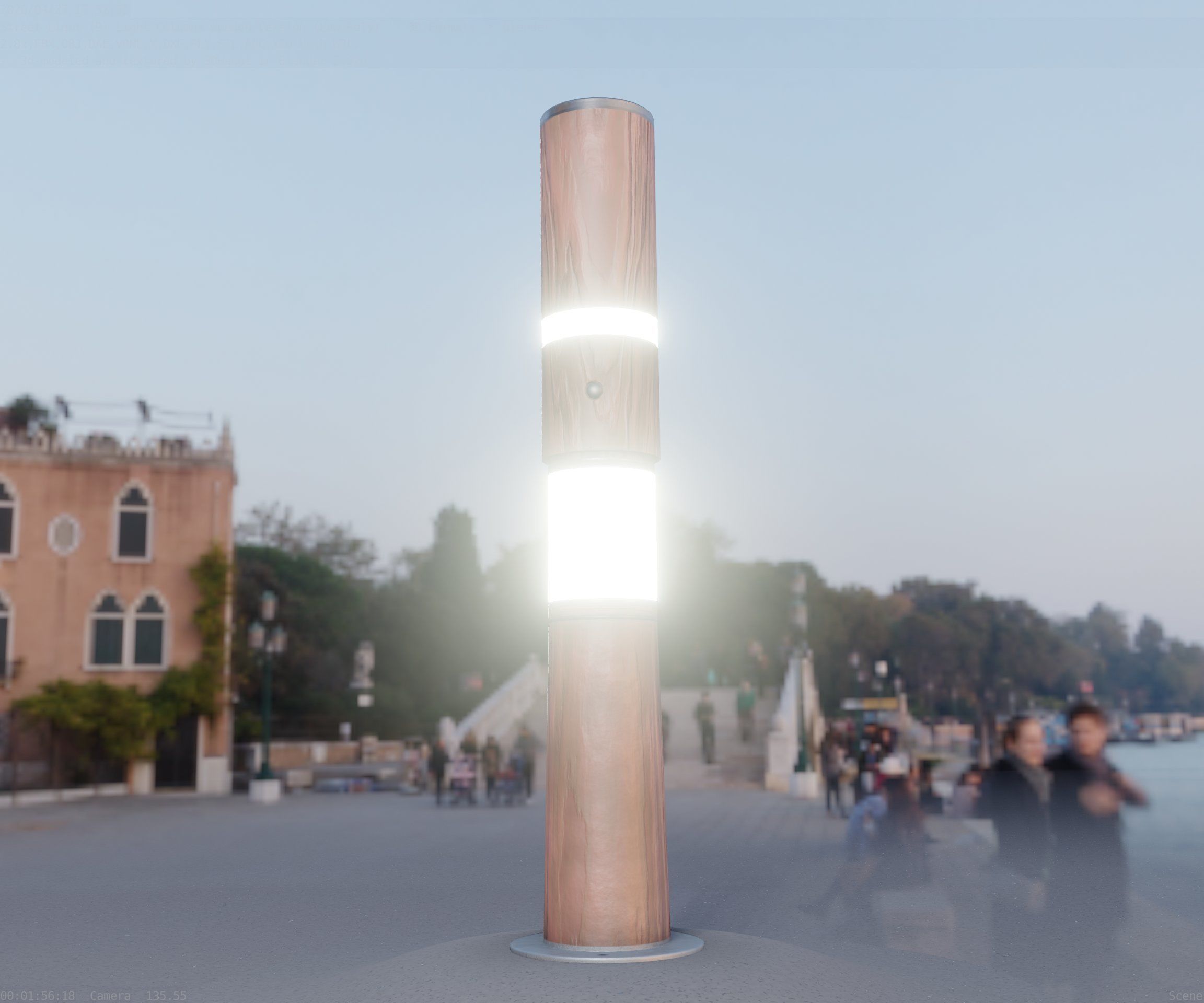 Light Column made of wood 29 - Low-Poly Street-Light Set-9 Low-poly 3D model_15