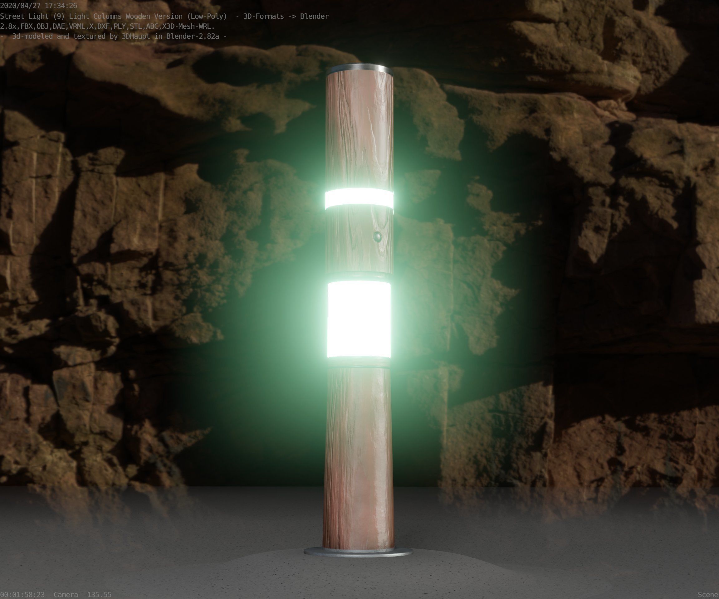 Light Column made of wood 29 - Low-Poly Street-Light Set-9 Low-poly 3D model_55
